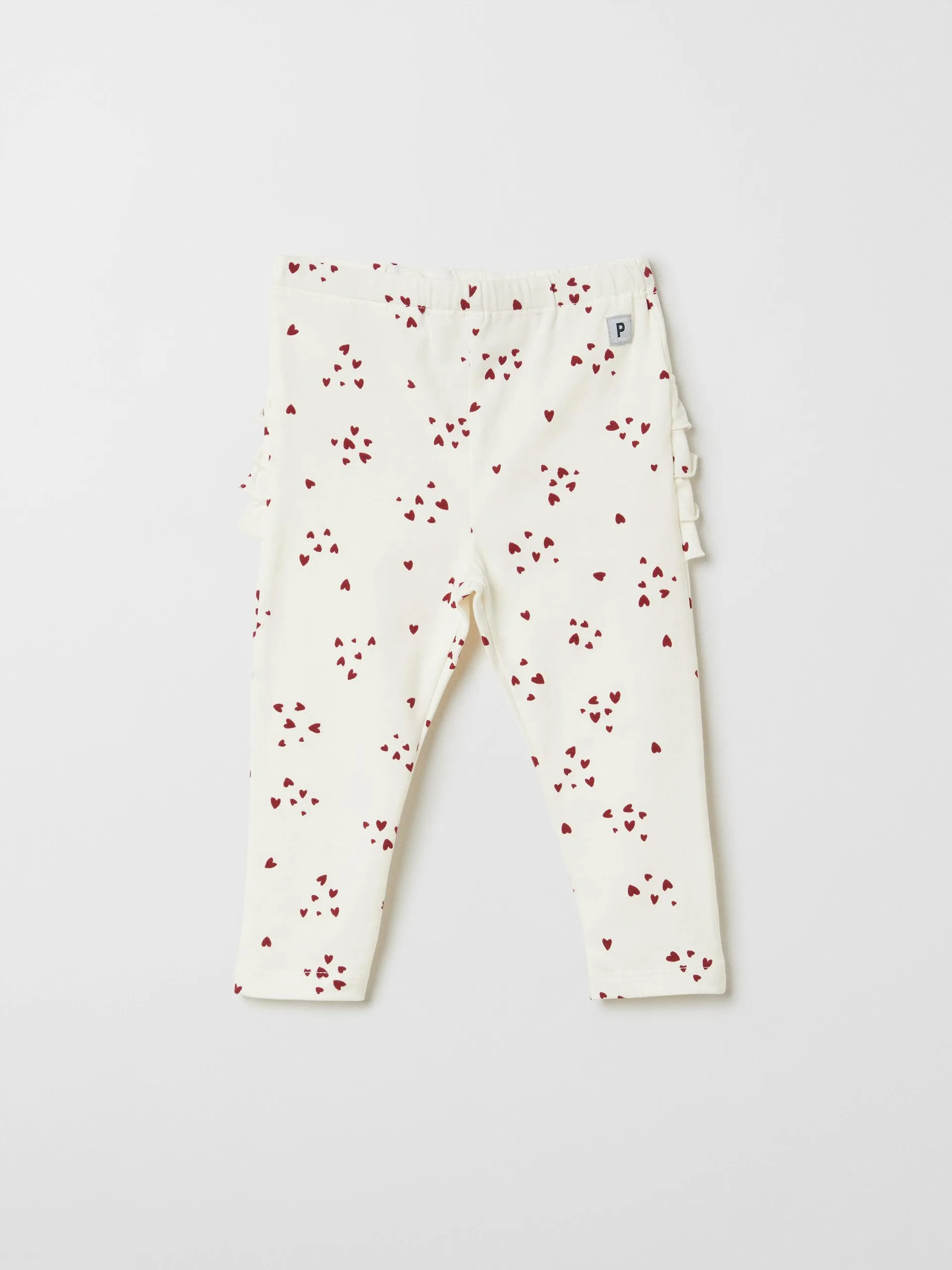 Heart Print Ruffled Baby Leggings