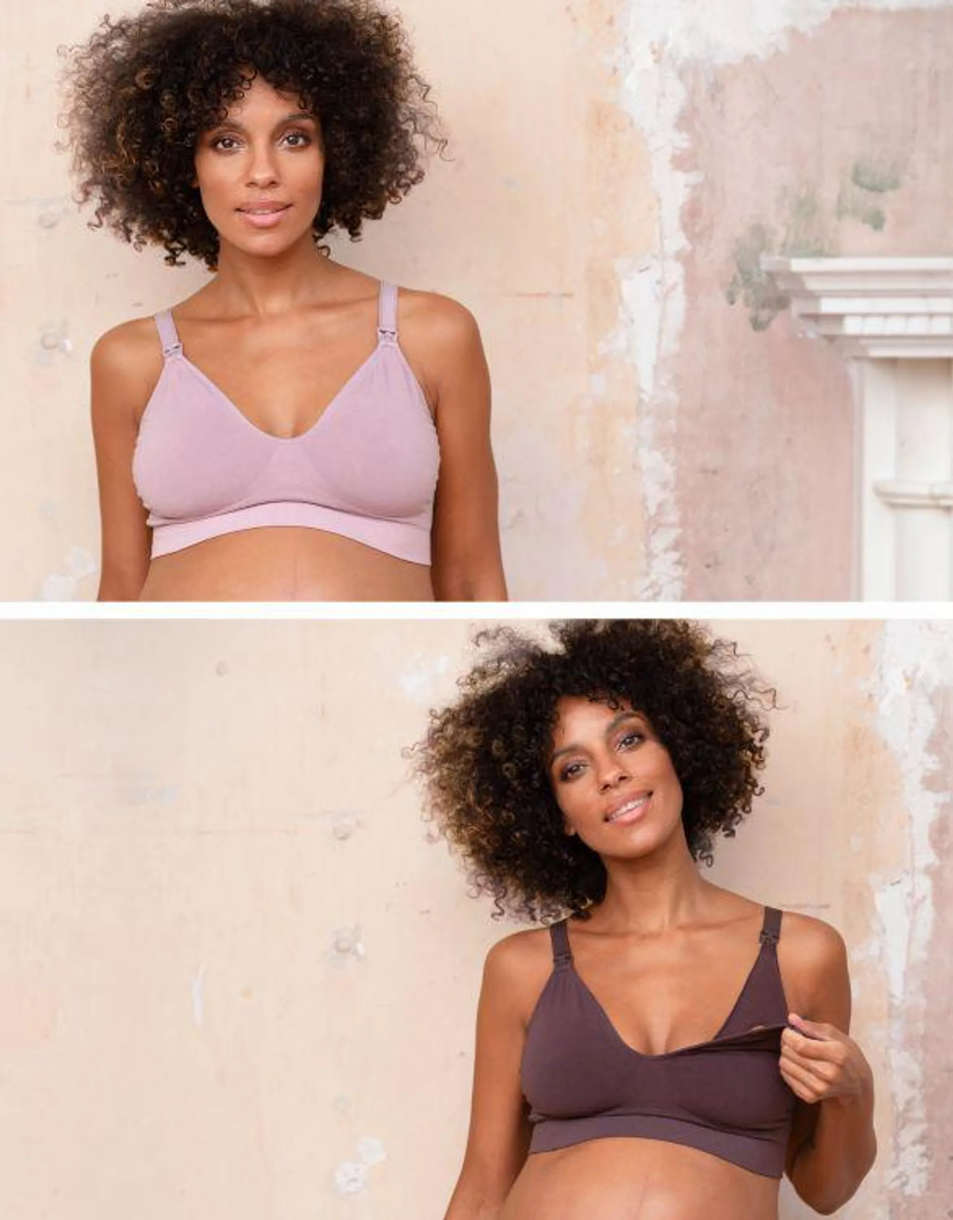 Bamboo Nursing Bras – Mocha & Mauve Twin Pack