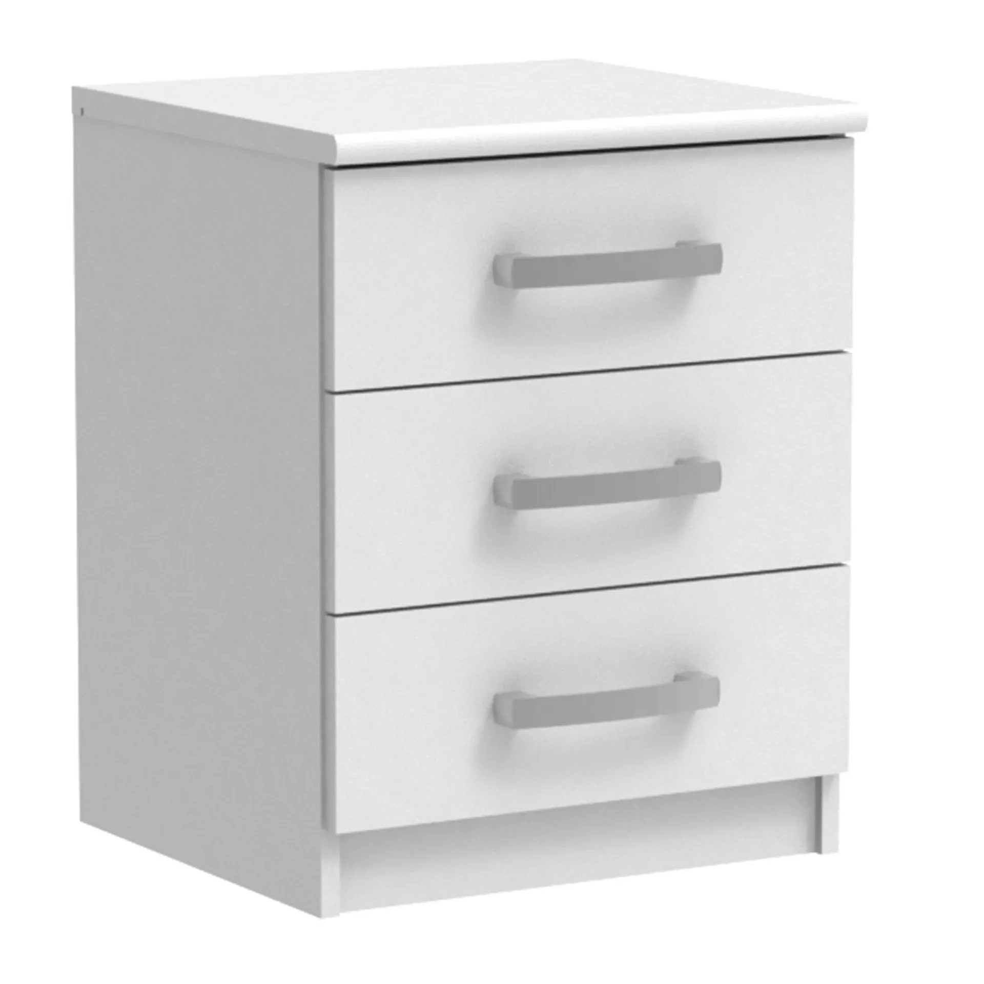 Riviera 3 Drawer White Bedside Table