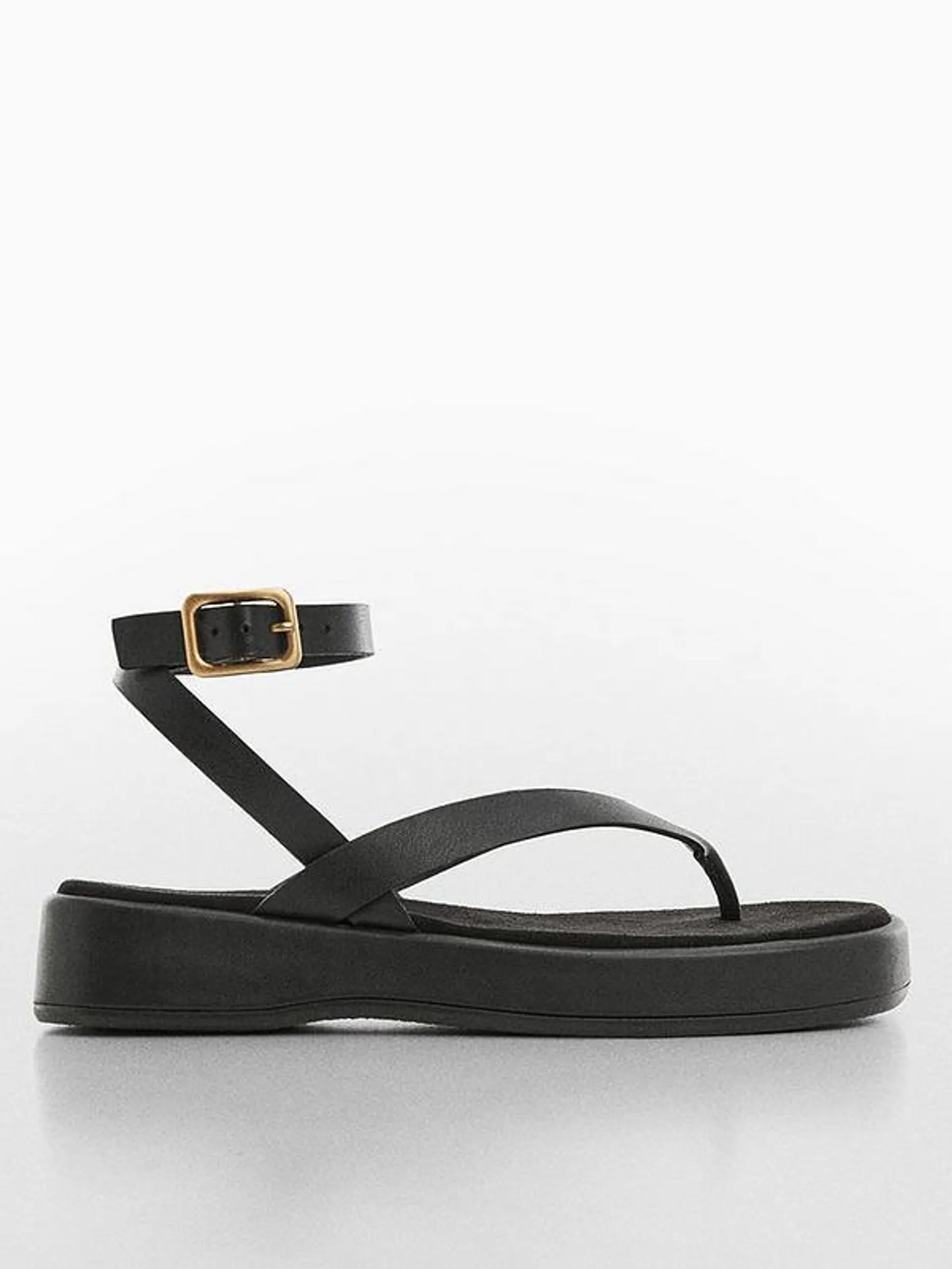 Black Buckle Ankle Bracelet Sandal