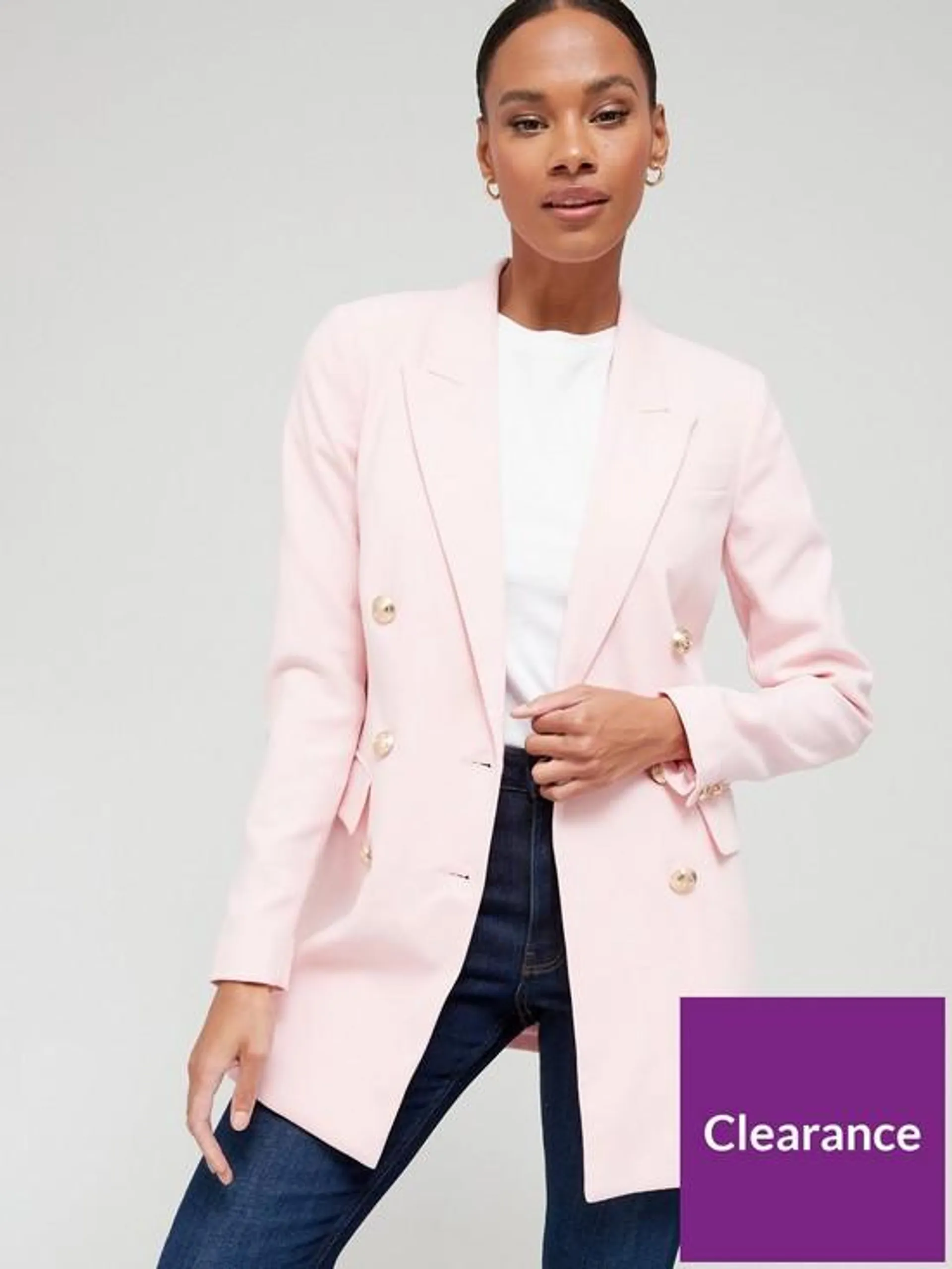 Longline Military Jacket - Pink