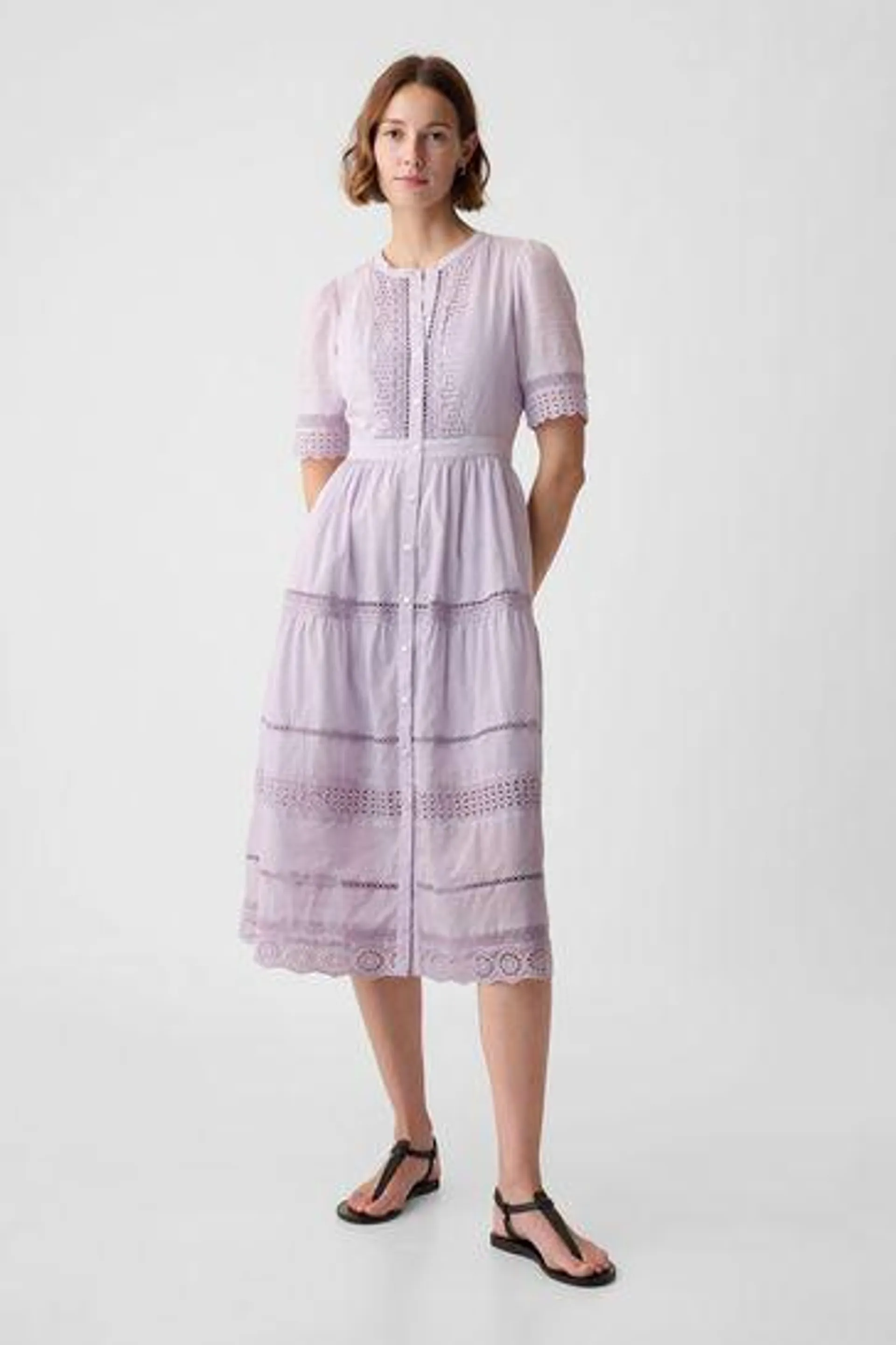 Cotton Lace Midi Dress