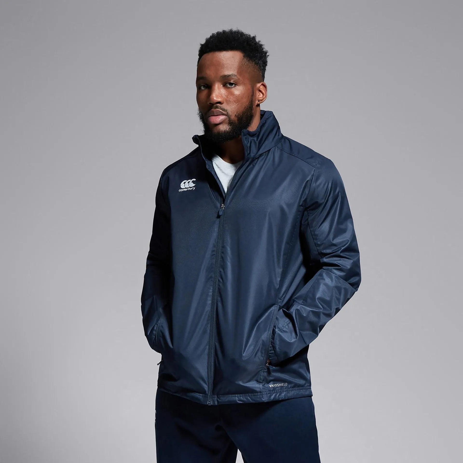 MENS CLUB VAPOSHIELD FULL ZIP RAIN JACKET NAVY