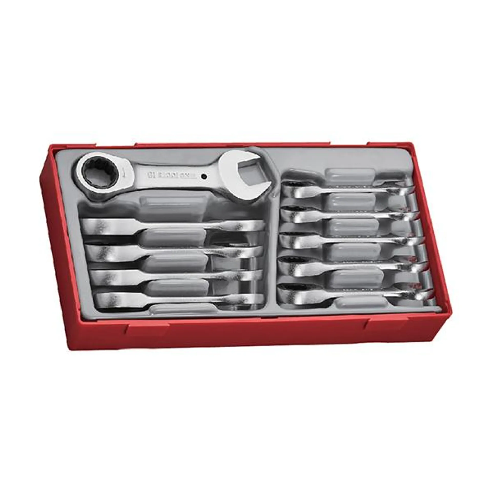 Teng Tools TT6010MRS 10 Piece Metric Stubby Ratcheting Combination Spanner Set