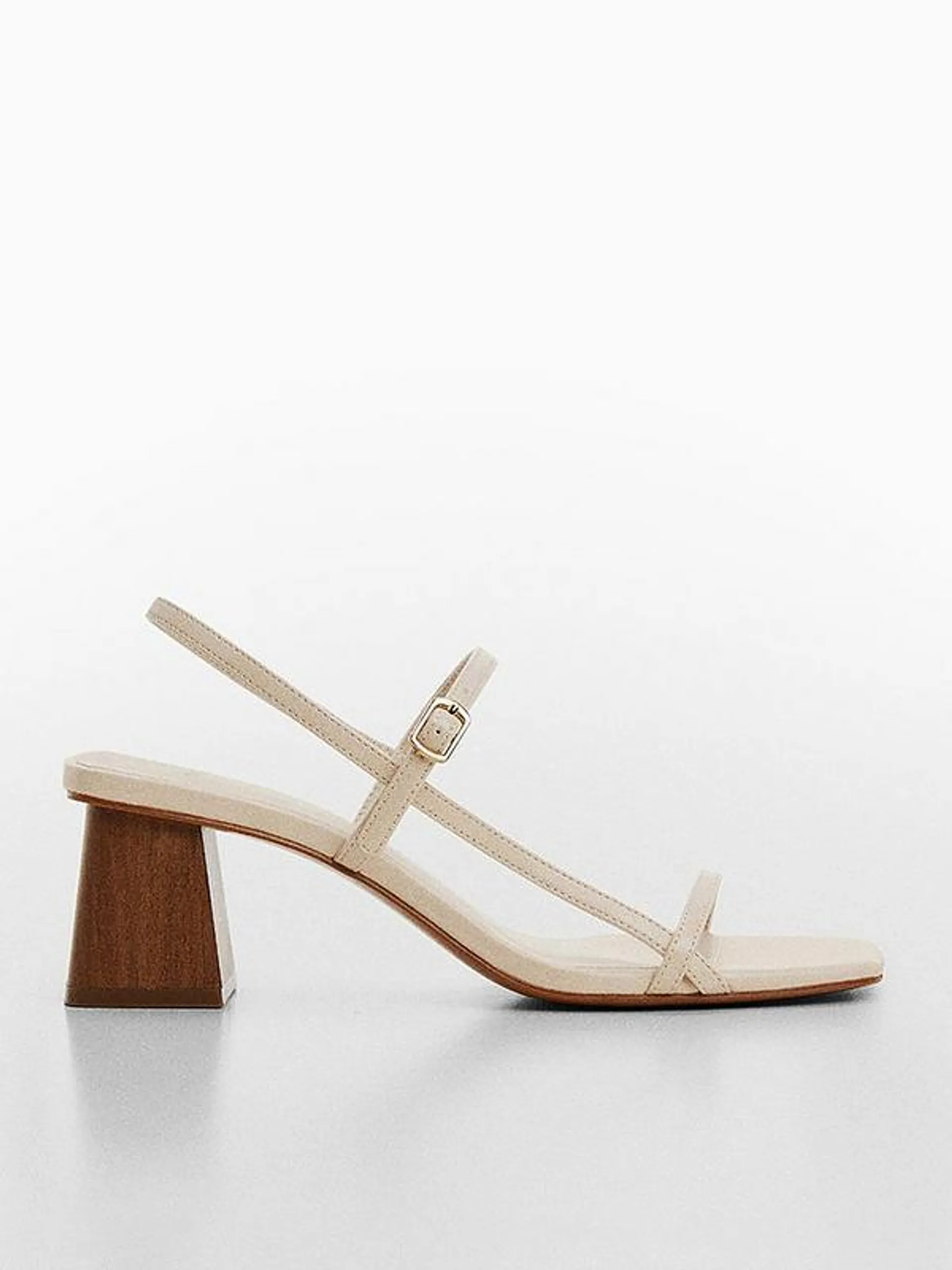 Cream Buckle Square Toe Block Heel