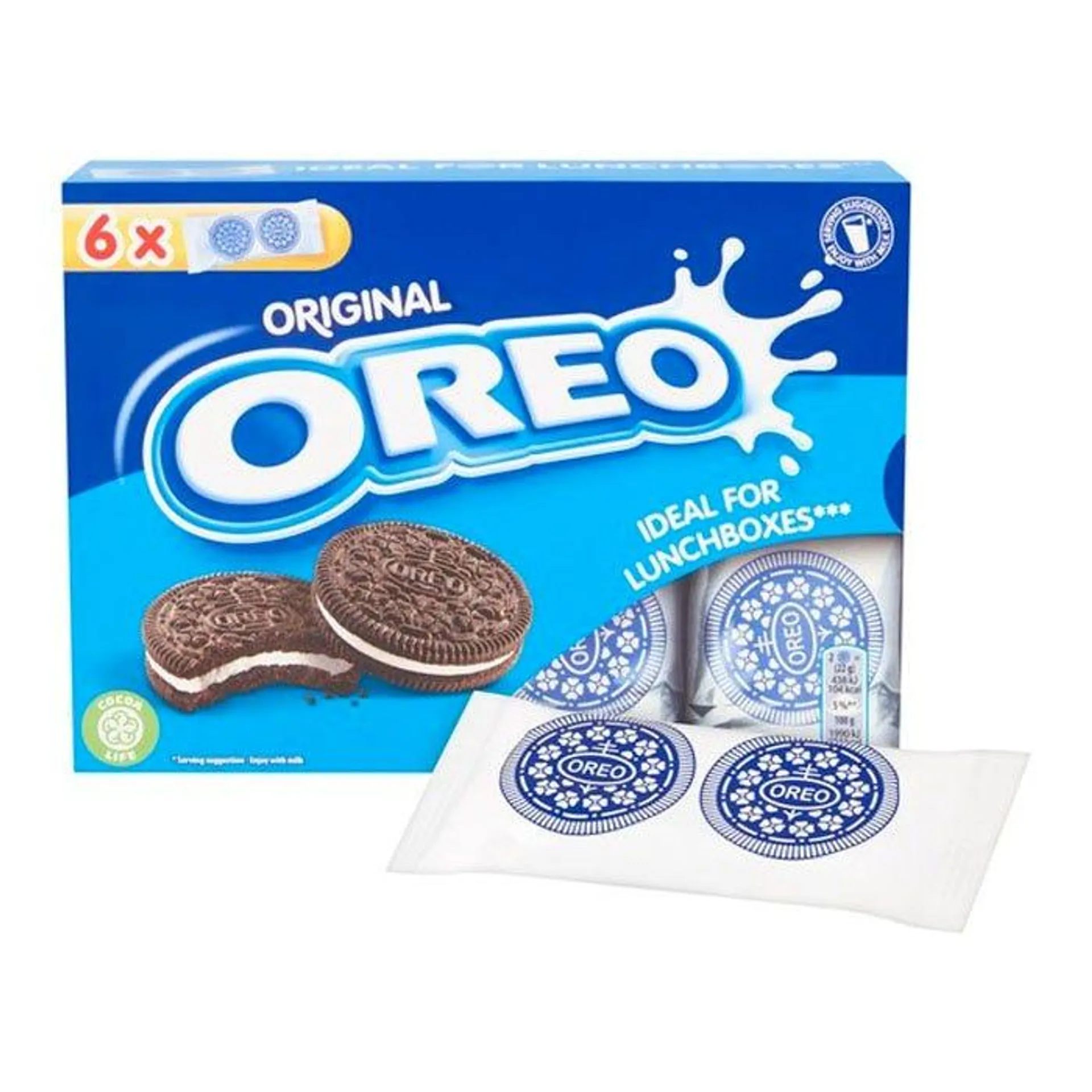 OREO Original Vanilla Sandwich Biscuits 6 Snack Packs 132g