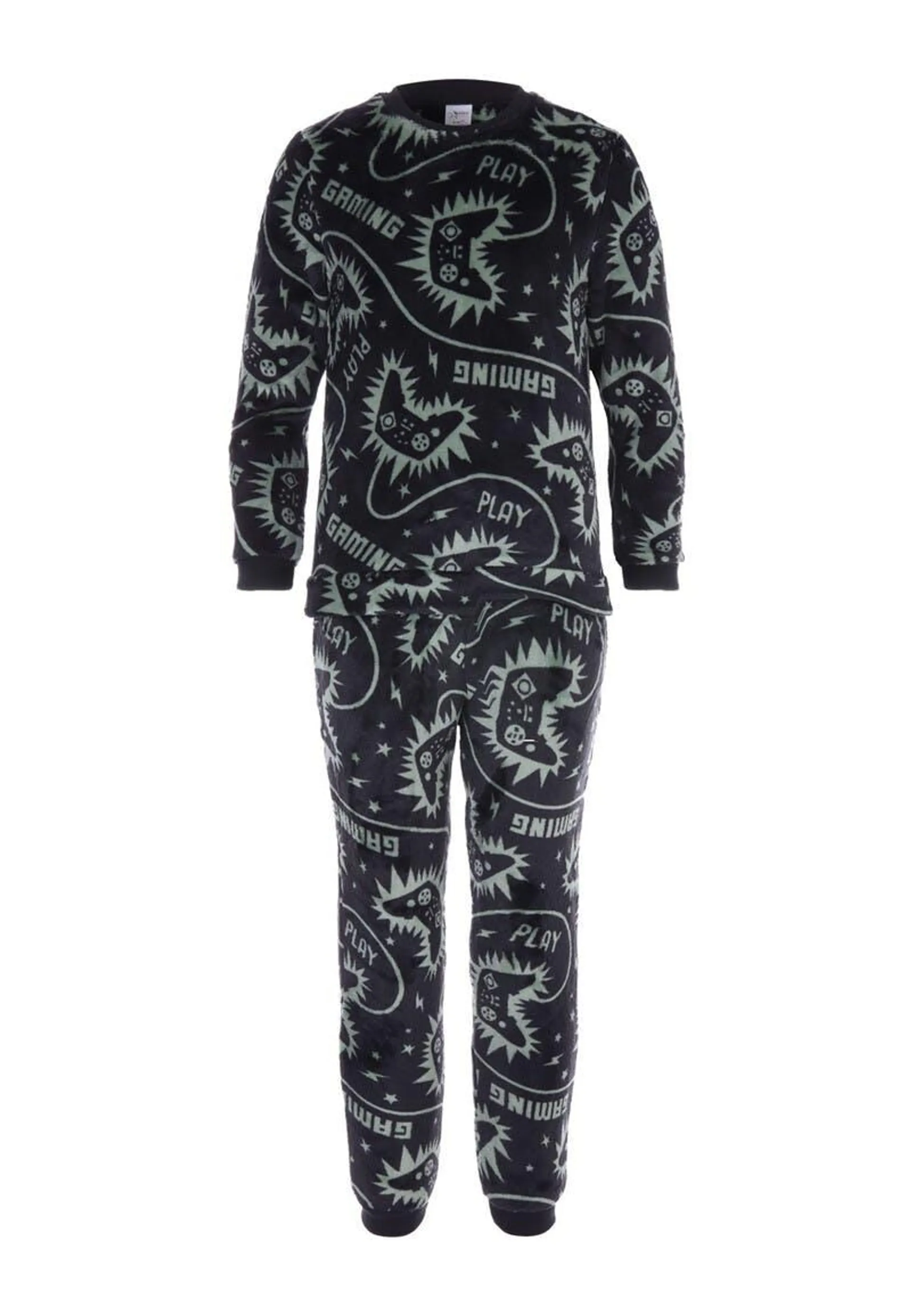 Older Boys Charcoal Gaming Fleece Pyjama Set