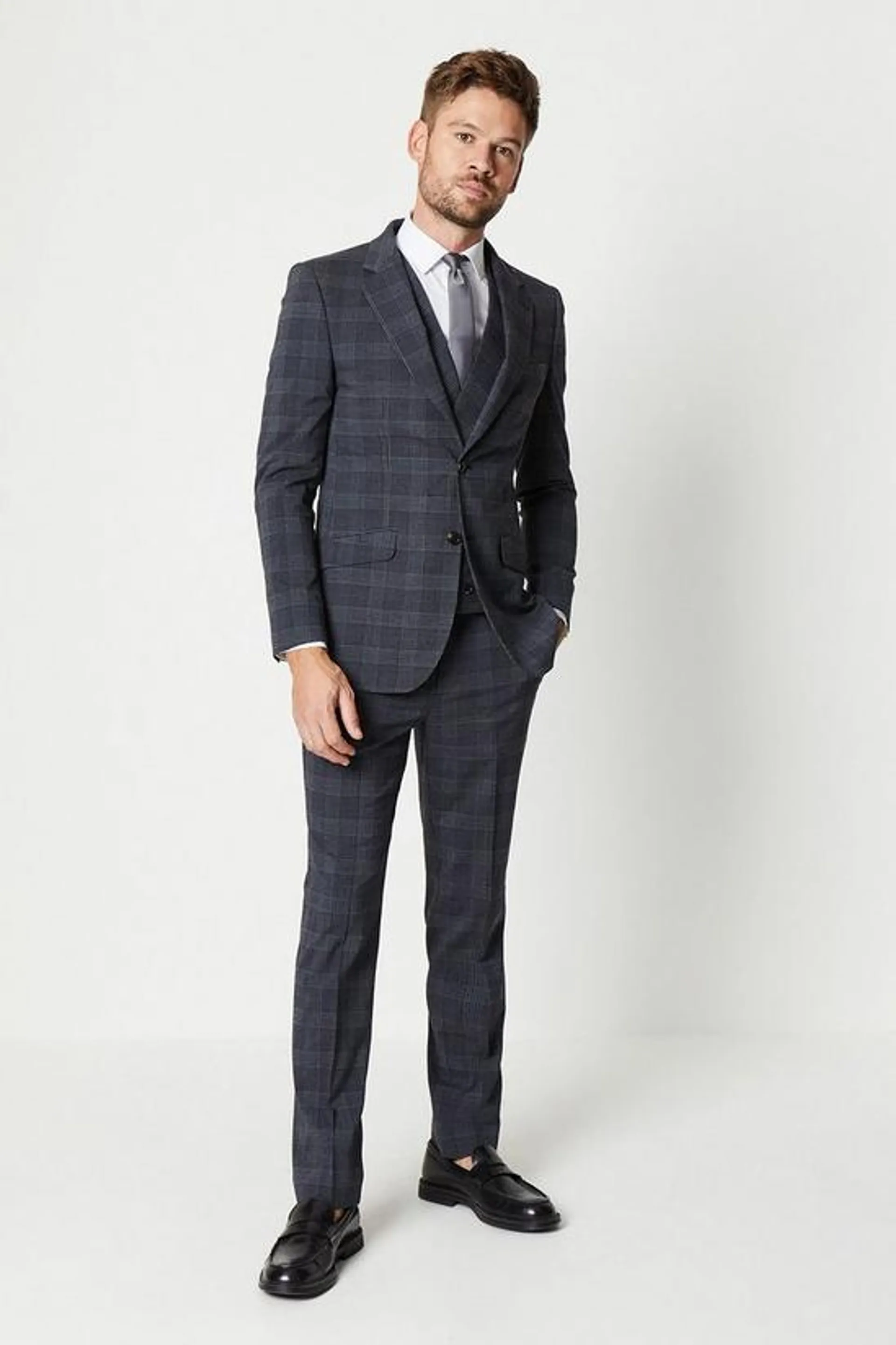 Slim Fit Retro Check Suit Trouser