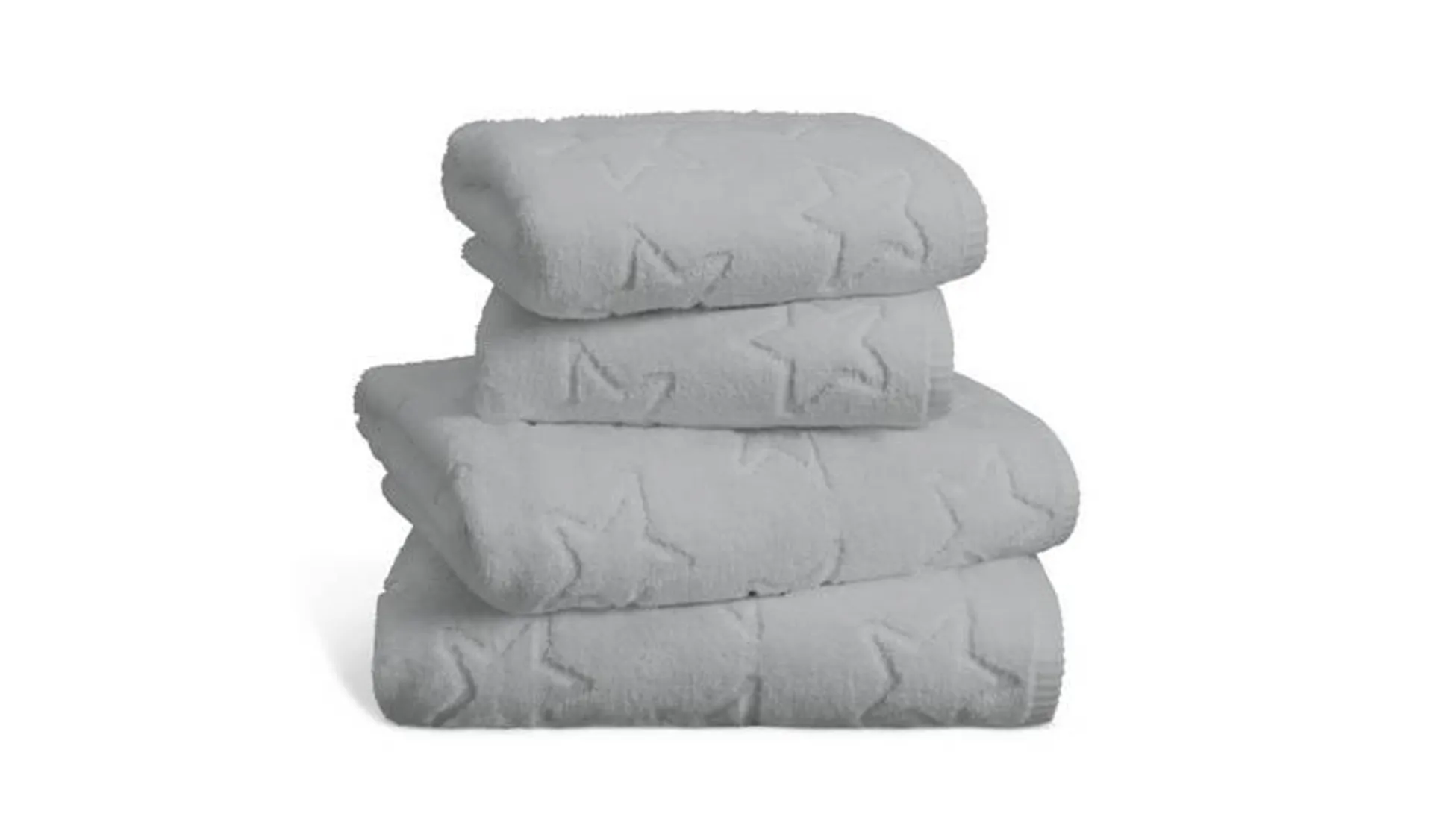 Habitat Embossed Star 4 Piece Towel Bale - Grey