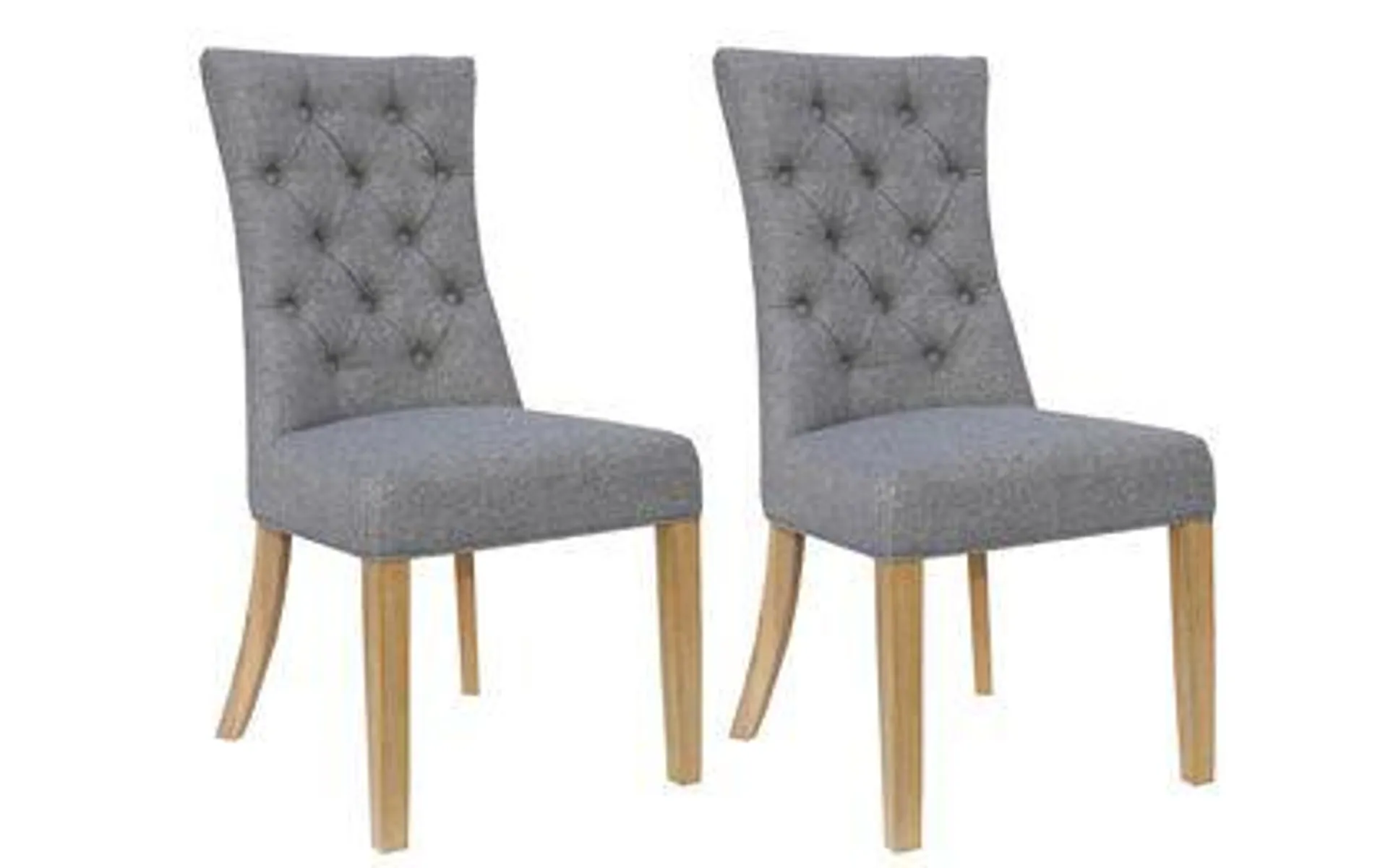 Brooklyn Pair of Light Grey Curved Button Back Dining Chairs