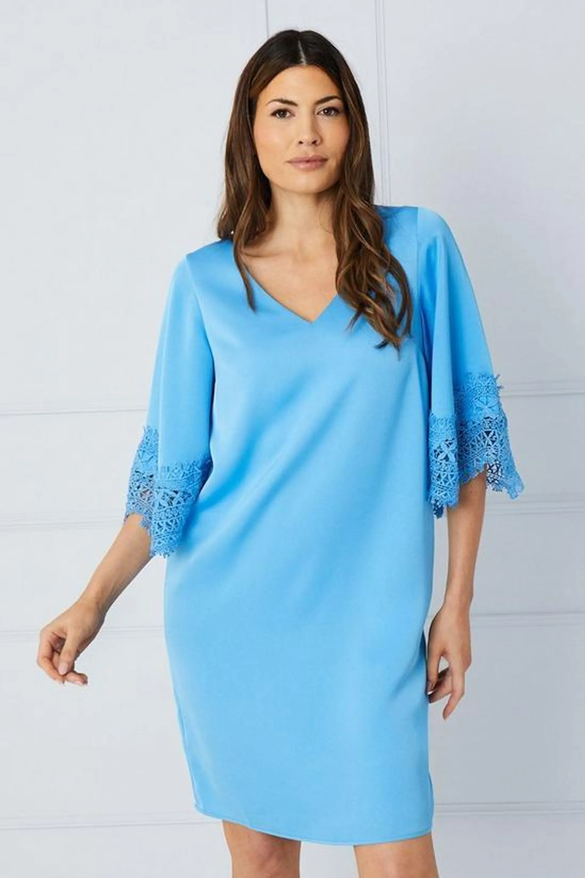 Lace Kimono Sleeve Shift Dress