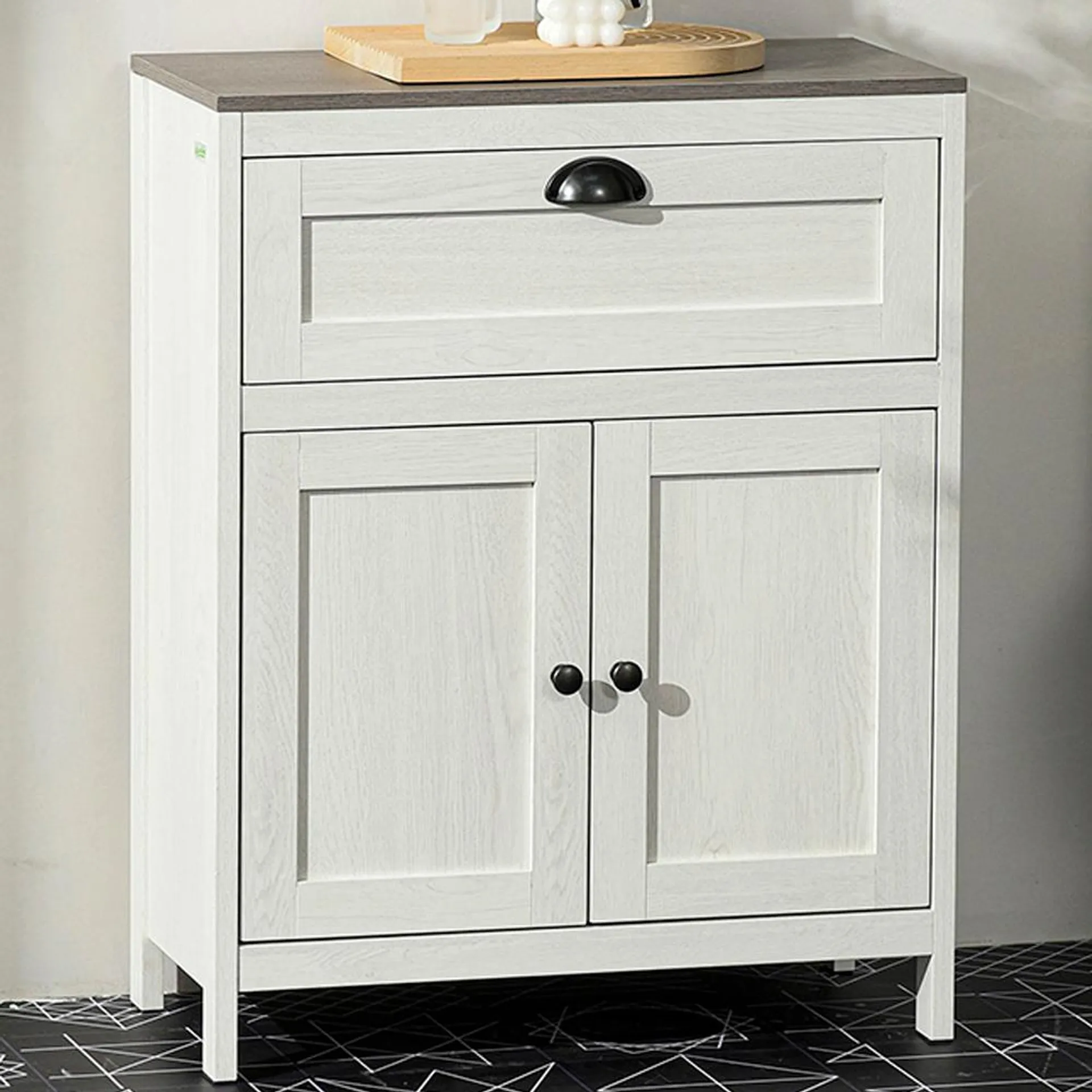 Kleankin White Single Drawer Floor Cabinet