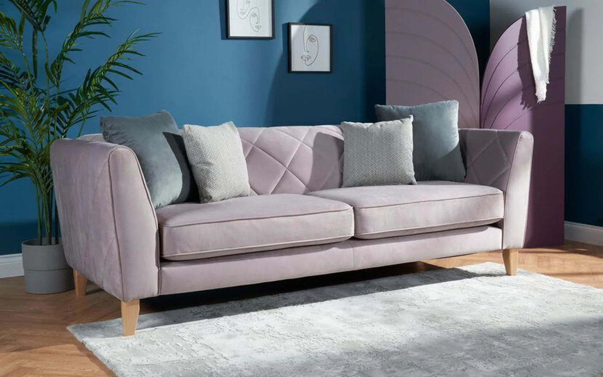 Rochelle Fabric 4 Seater Sofa