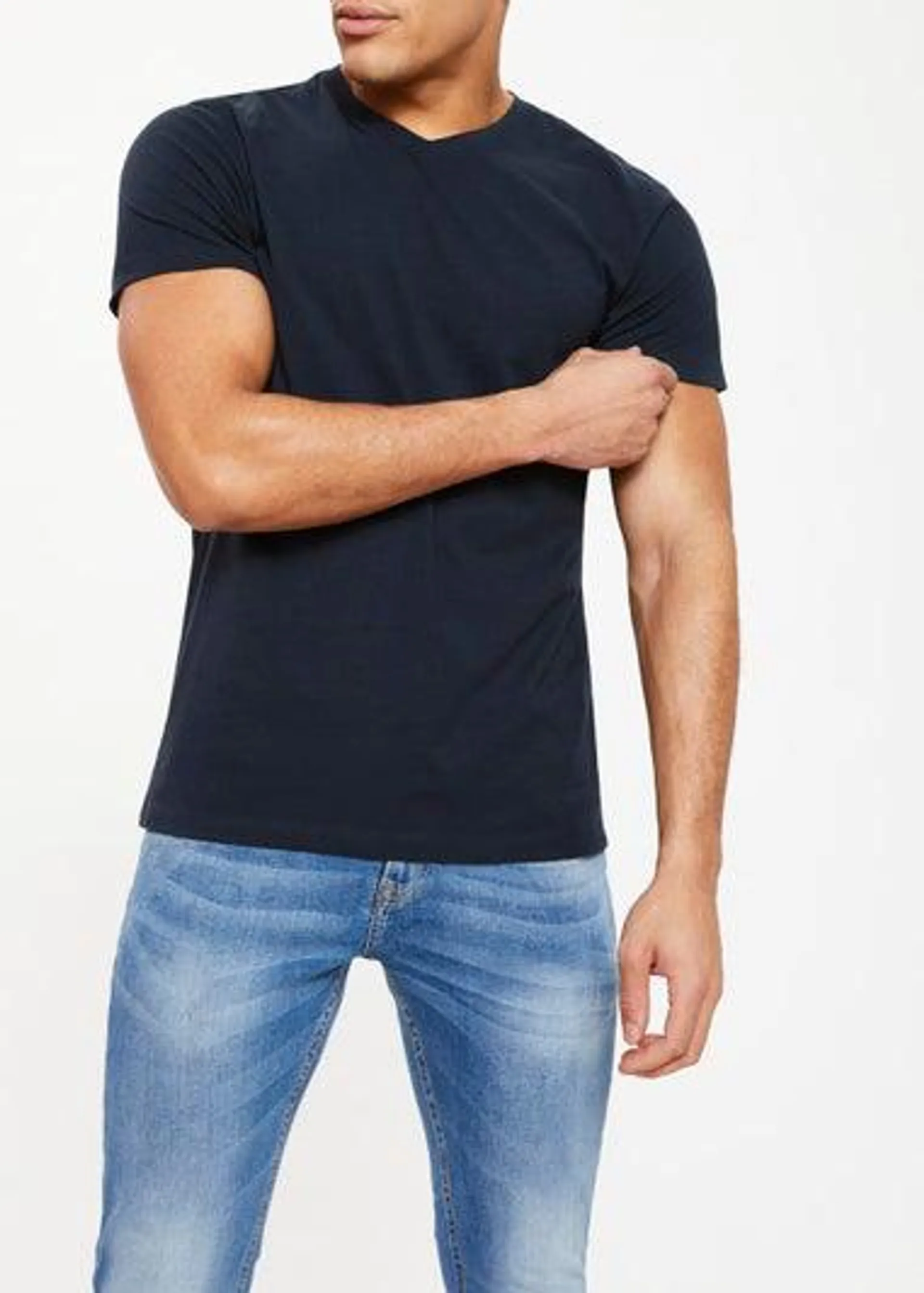 Navy Essential V-Neck T-Shirt - Small