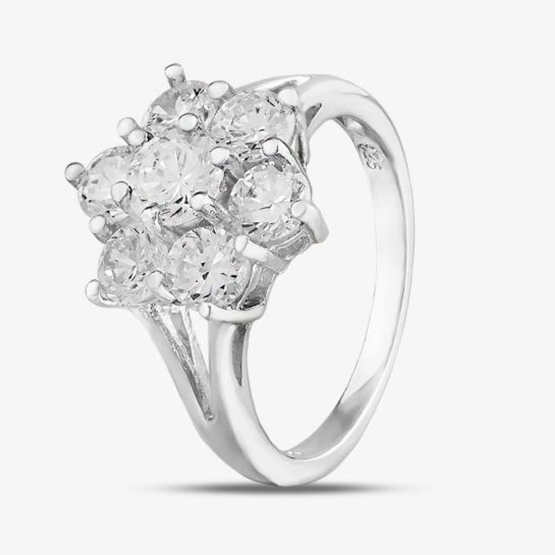 Sterling Silver & Cubic Zirconia Flower Cluster Ring