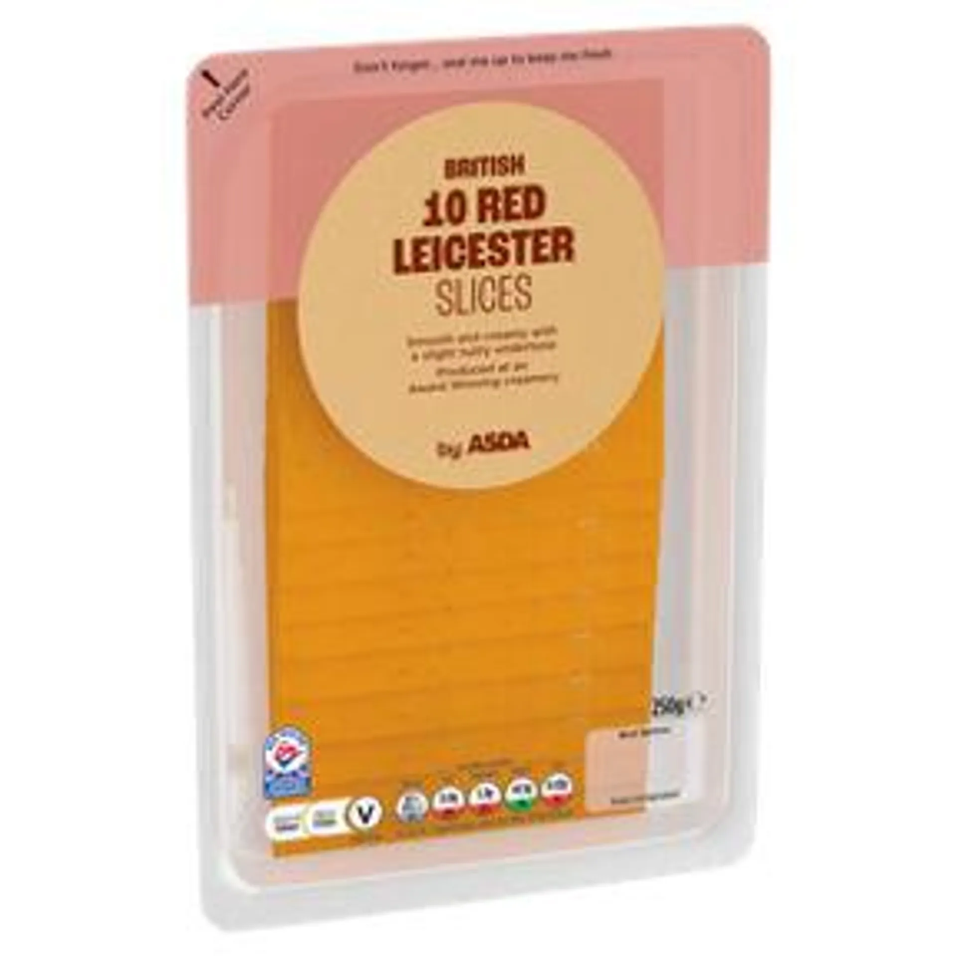 ASDA British 10 Red Leicester Cheese Slices 250g