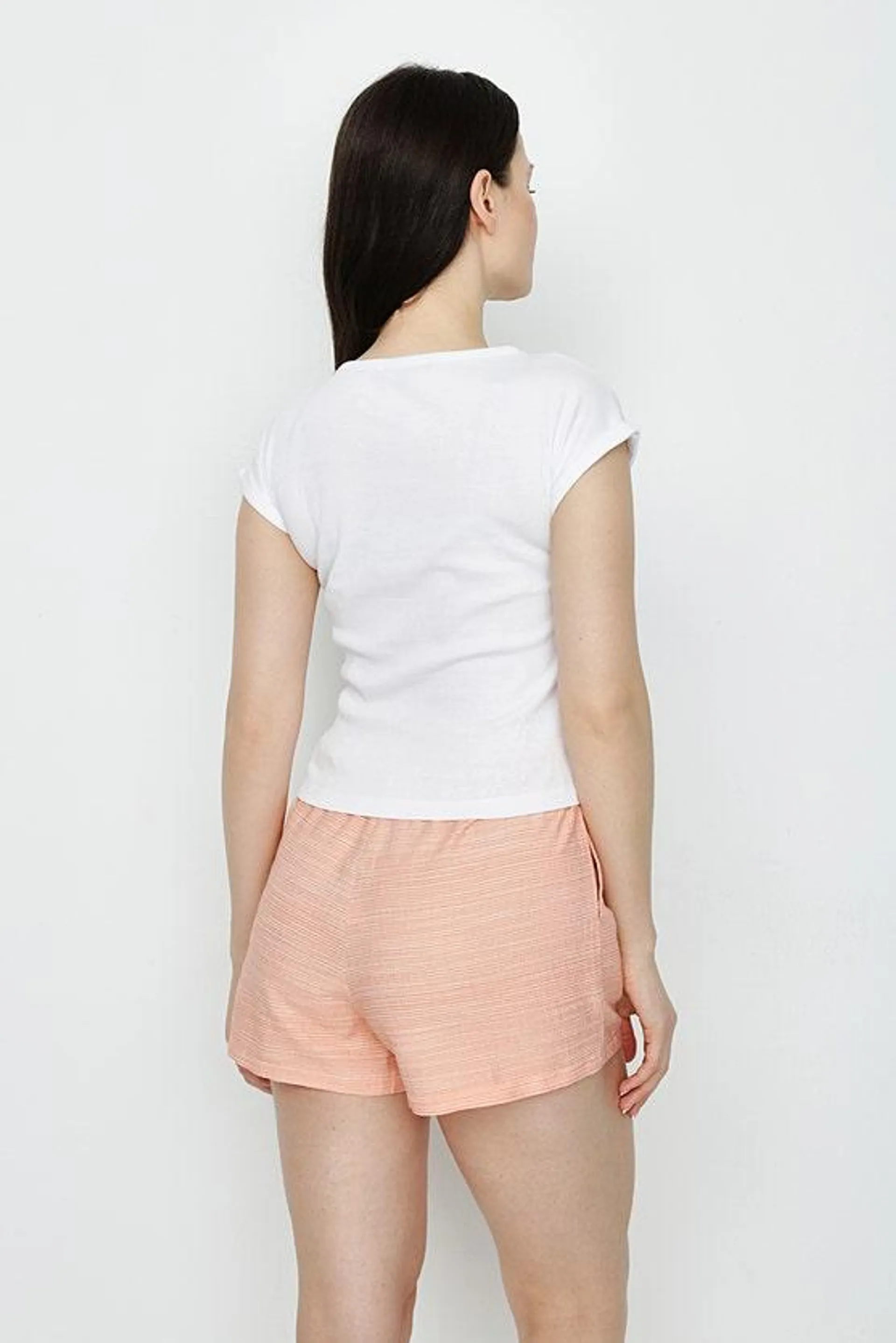 APRICOT STRIPE PULL ON SHORT