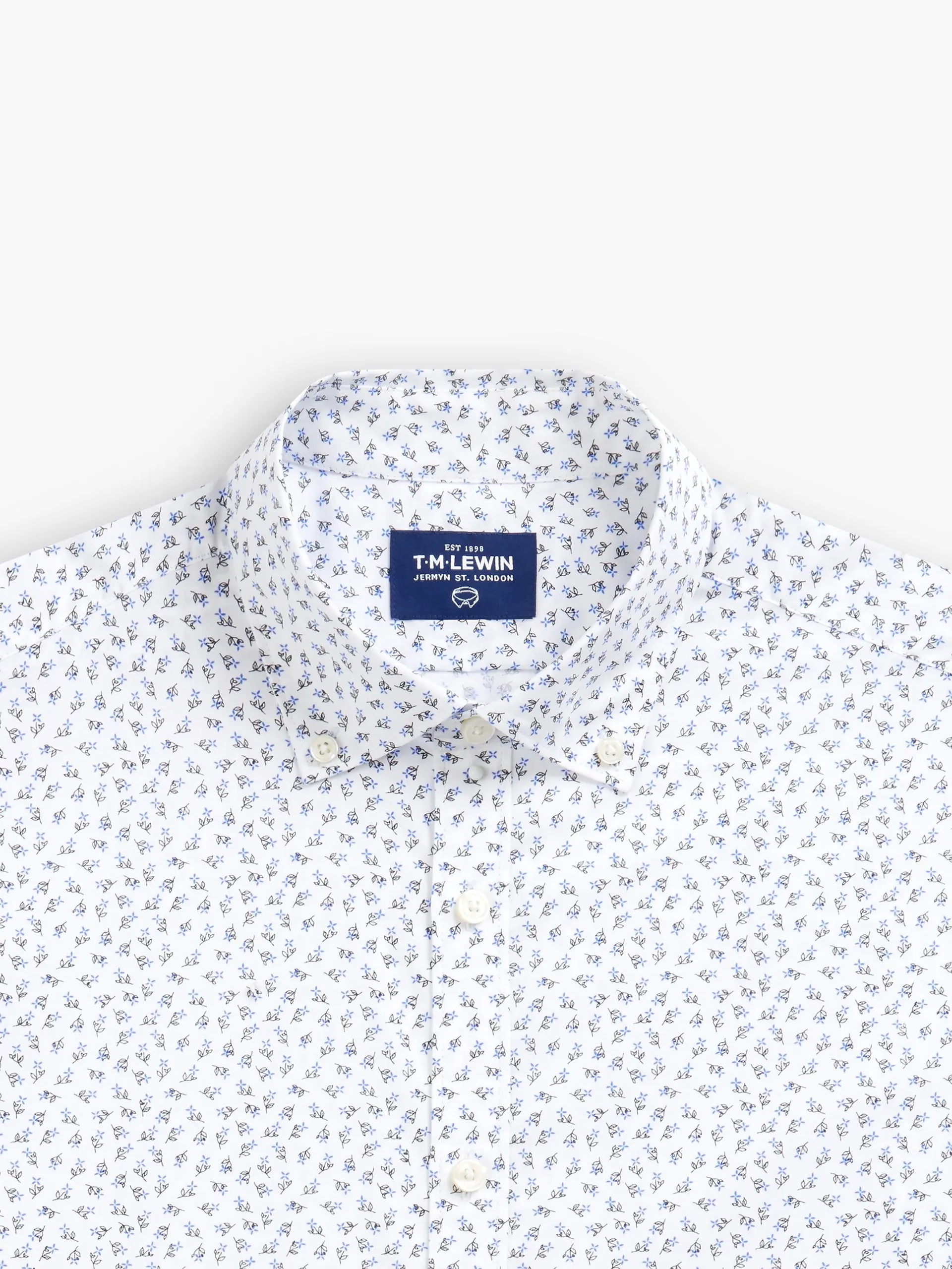 Short Sleeve Floral Shirt White Navy