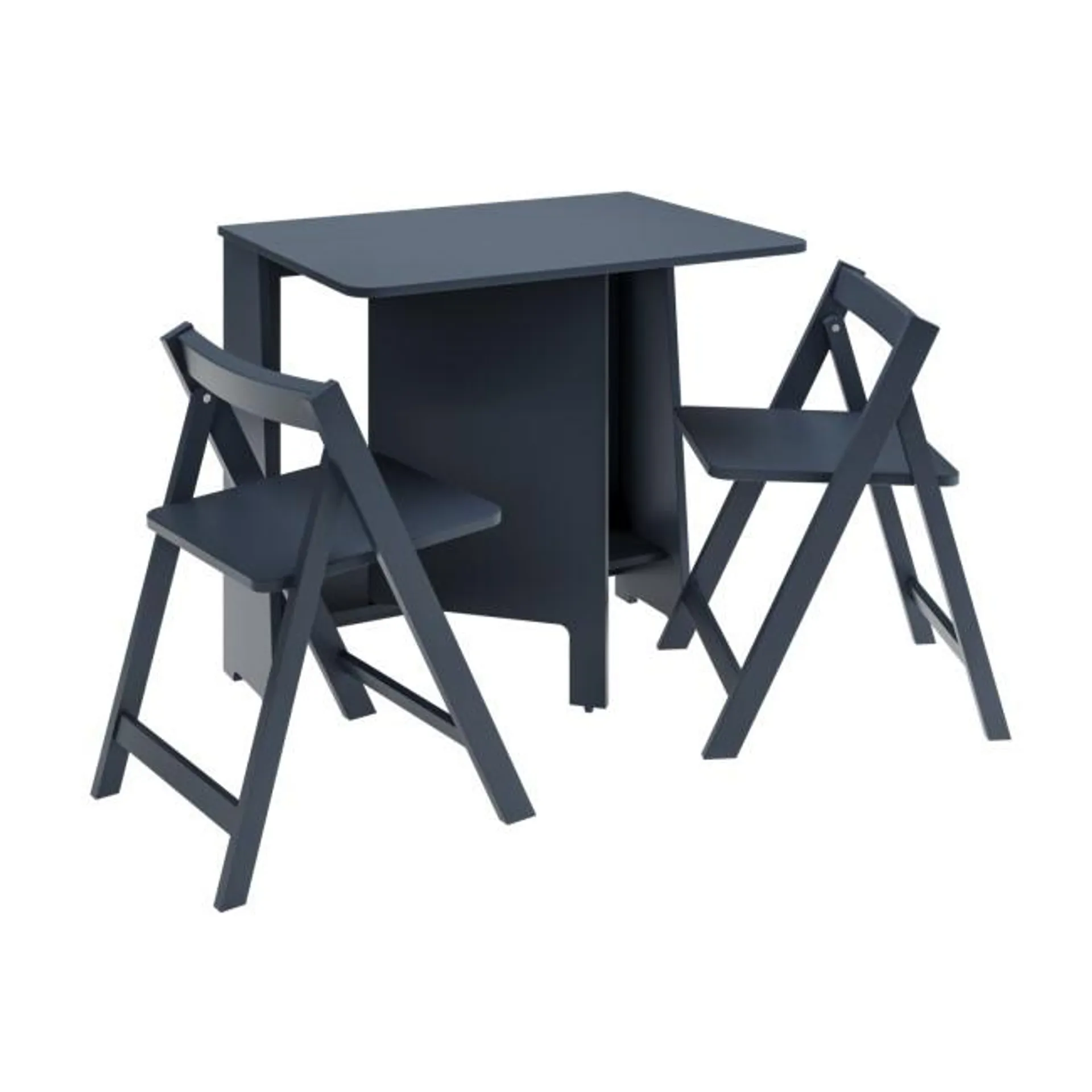 Navy Drop Leaf Dining Table Set with 2 Chairs - Seats 2 - Kylee