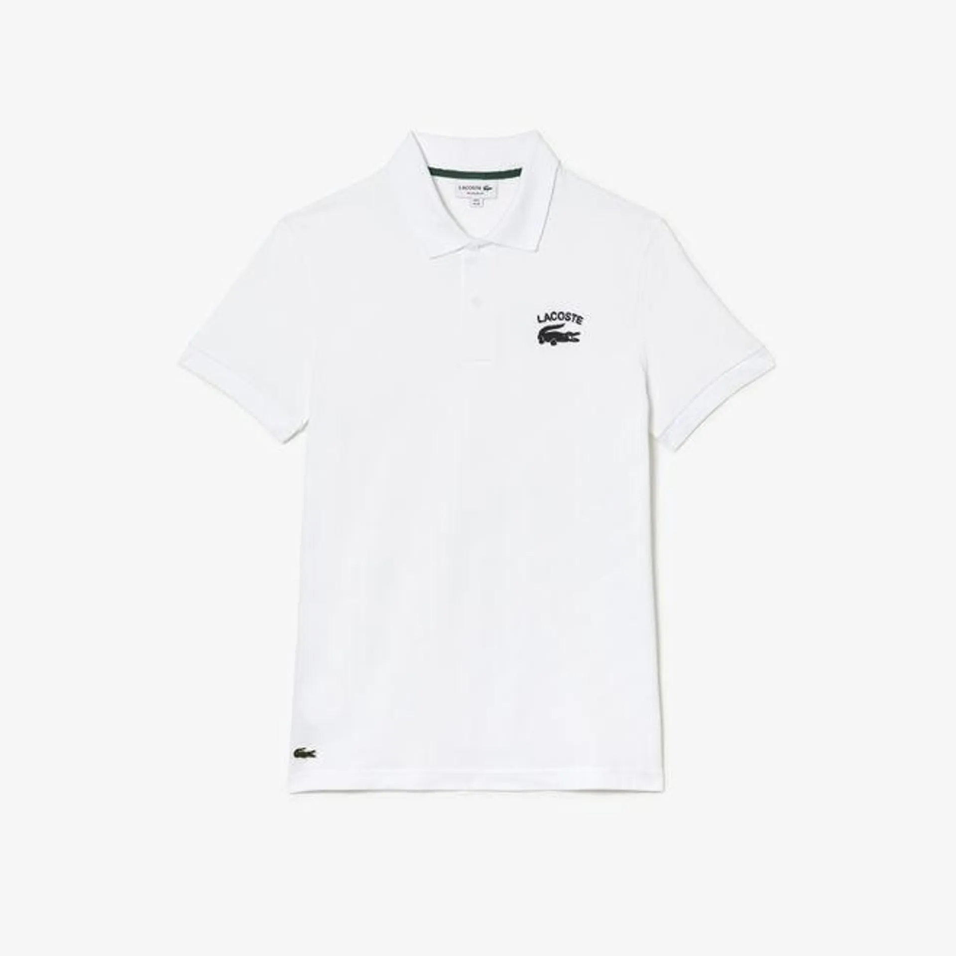 Lacoste Regular Fit Branded Stretch Cotton Polo Shirt in White