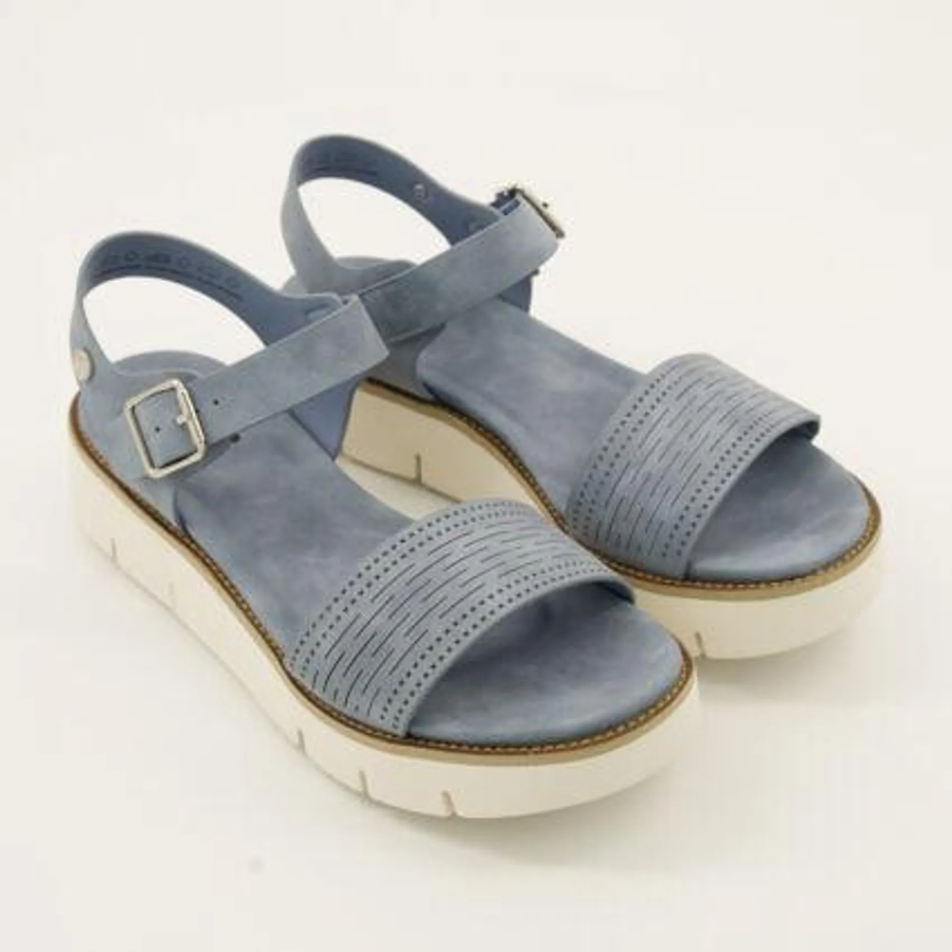 Jeans Blue Low Wedge Sandals