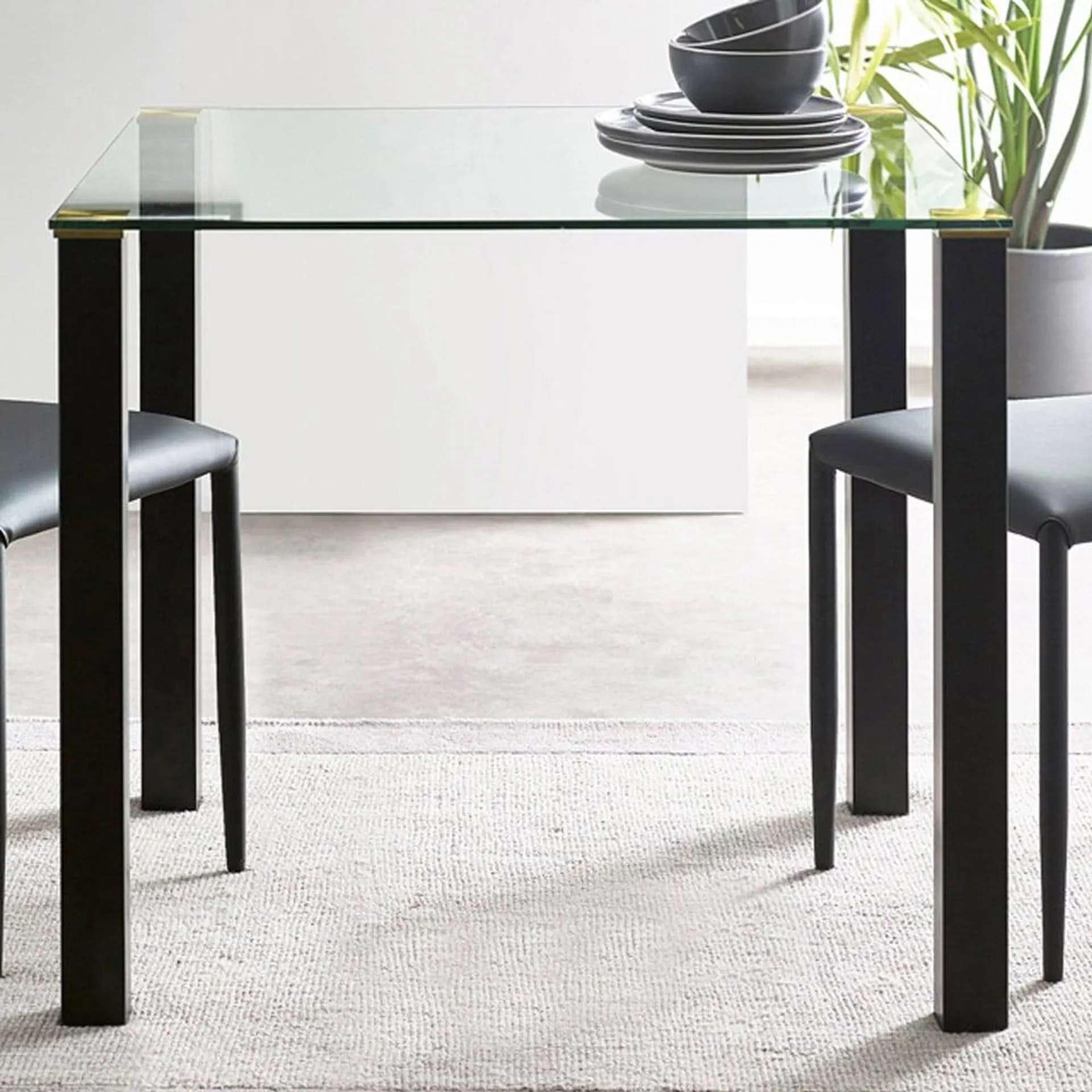 Julian Bowen Piero Glass 2 Seater Square Dining Table Black