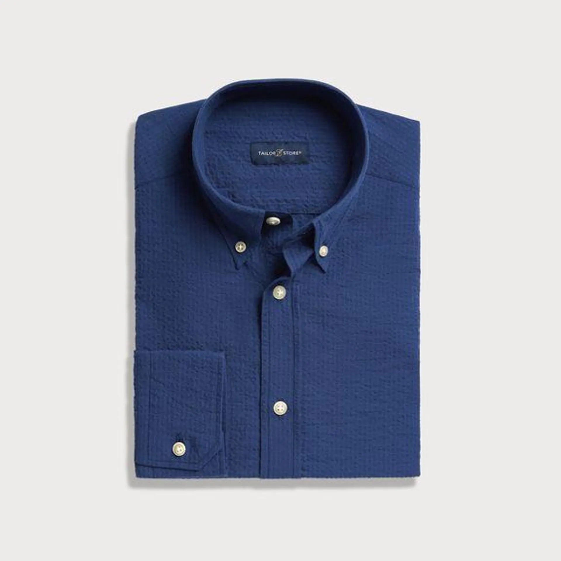 Navy seersucker shirt