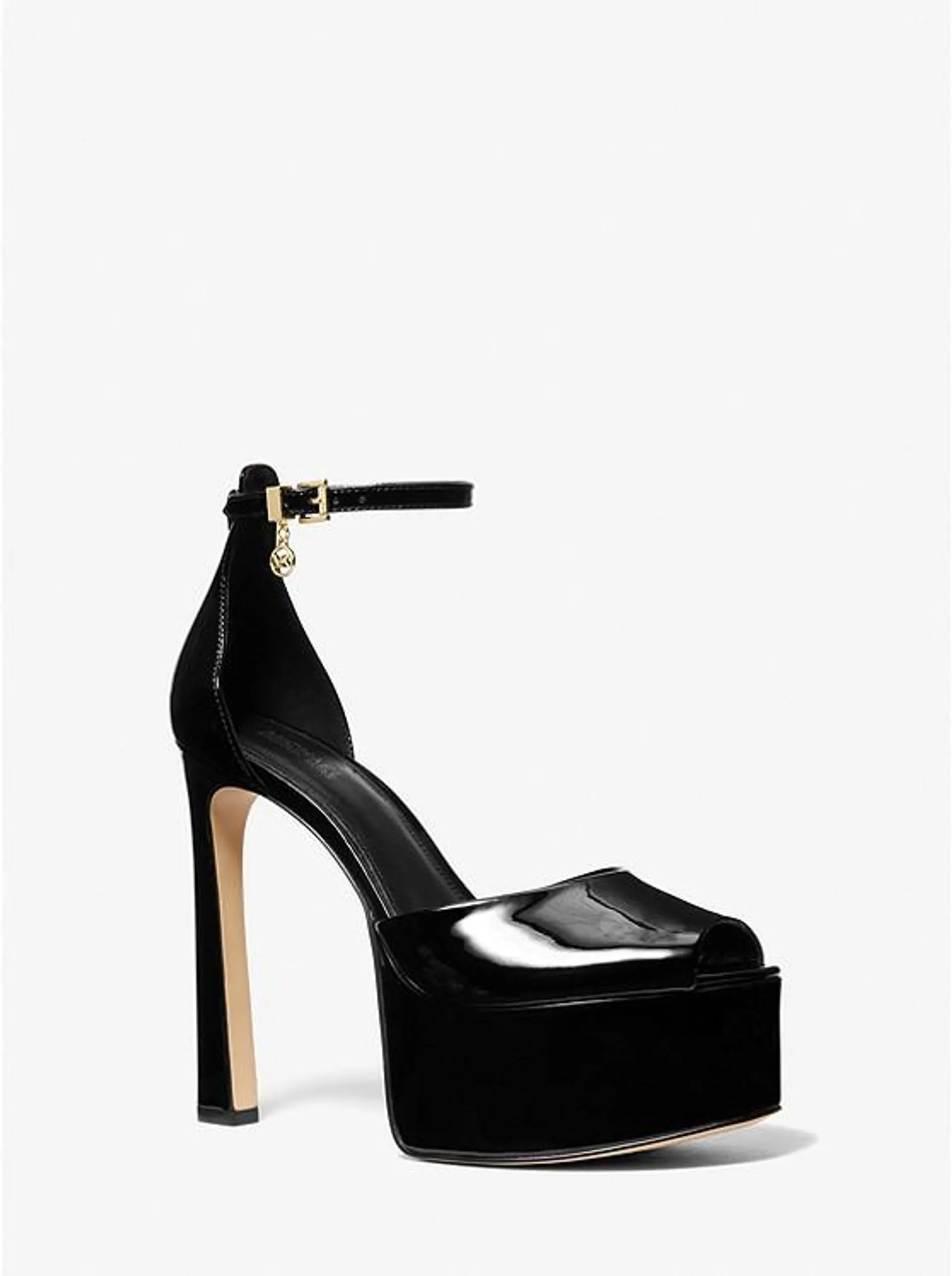 Martina Patent Leather Peep-Toe Platform Pump