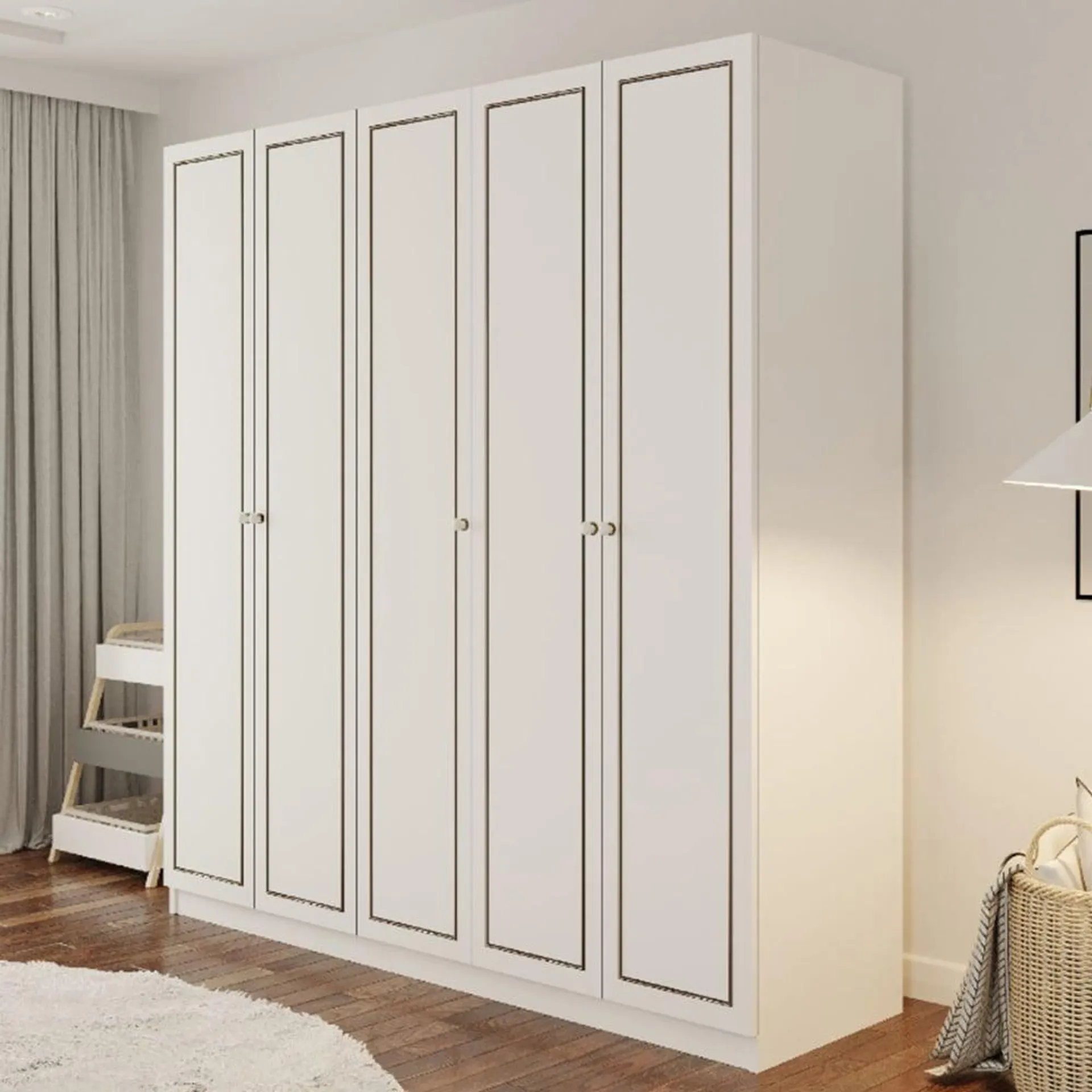 Evu CLEMENT 5 Door White Wardrobe