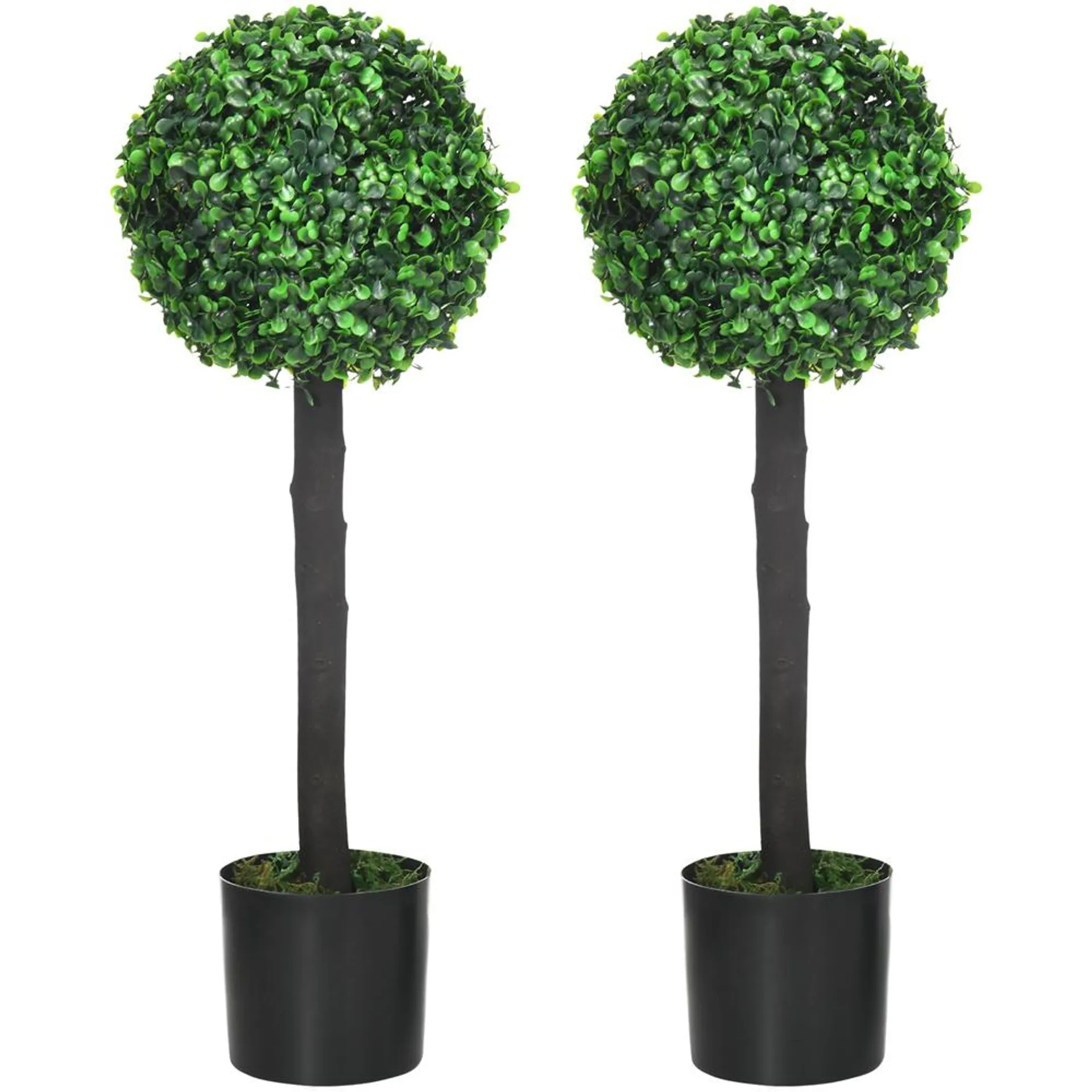 Portland Boxwood Ball Tree Artificial Plant In Pot 2ft 2 Pack