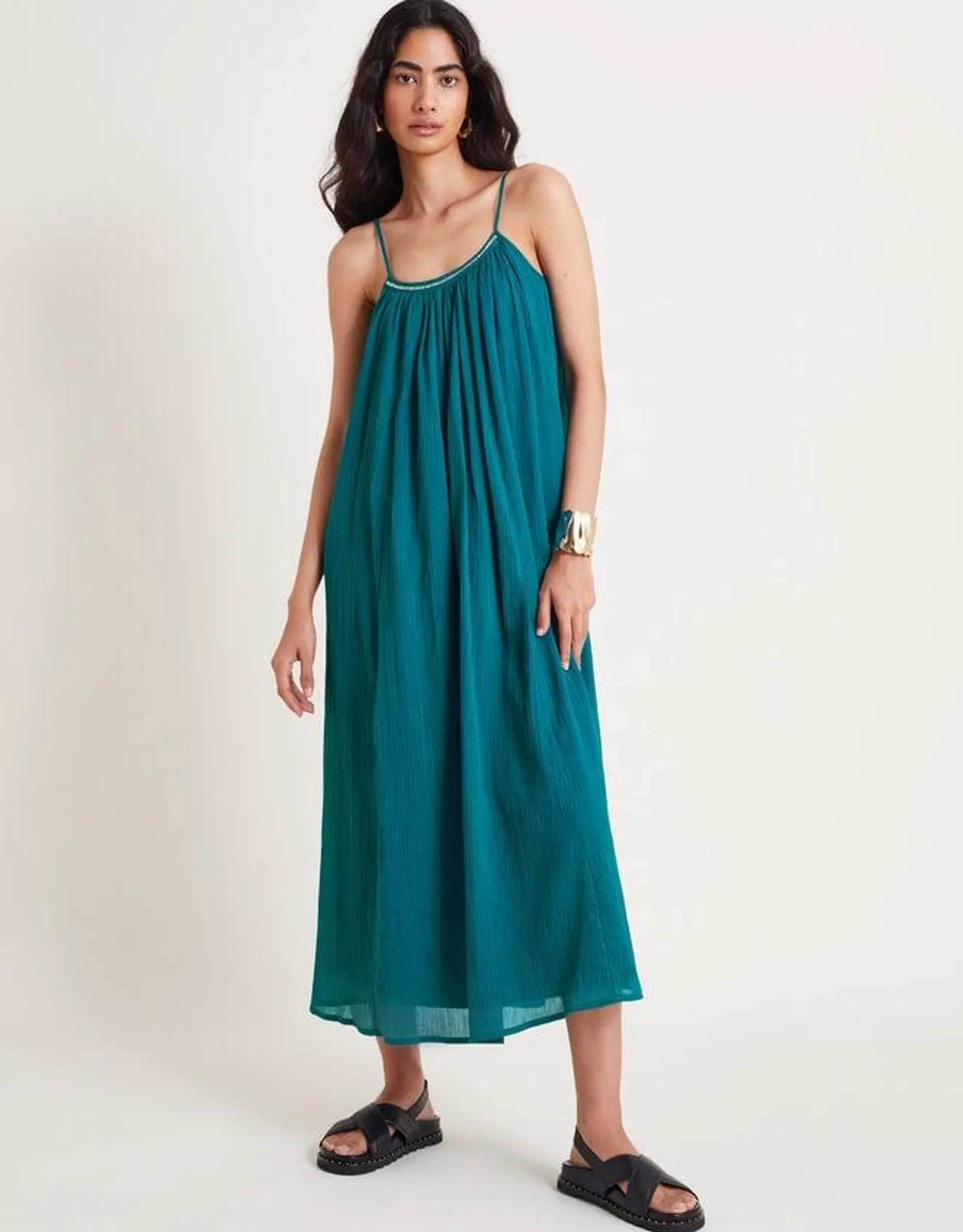 Becky Sleeveless Beaded Midi Dress Teal