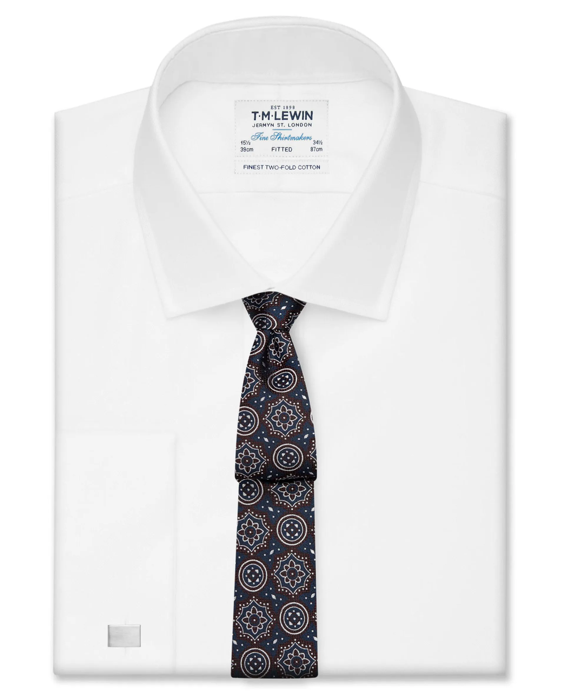 Fitted White Royal Oxford Double Cuff Shirt