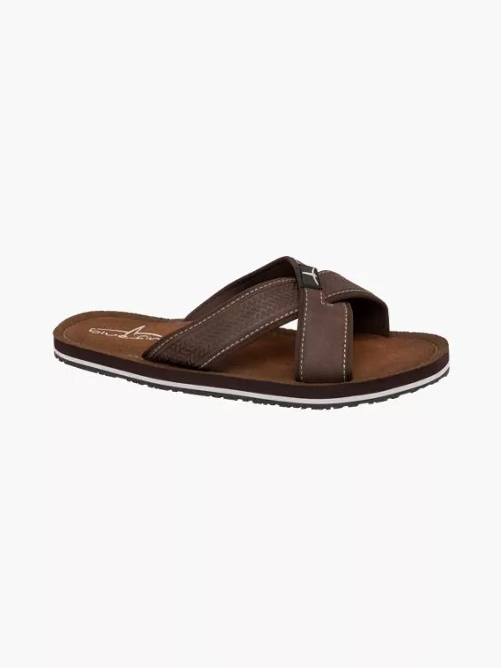 Blue Fin Mens Brown Cross Strap Slide