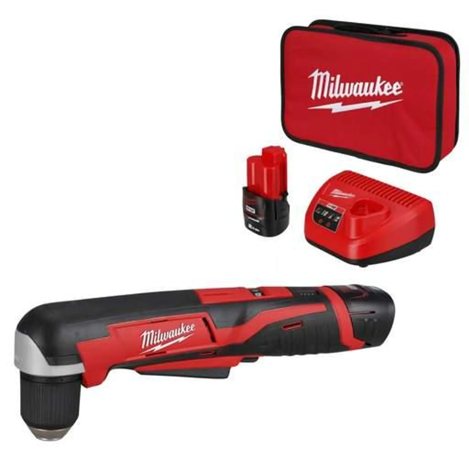 Milwaukee C12RAD-202B 12V Sub Compact Right Angle Drill with 2 x 2.0Ah Batteries