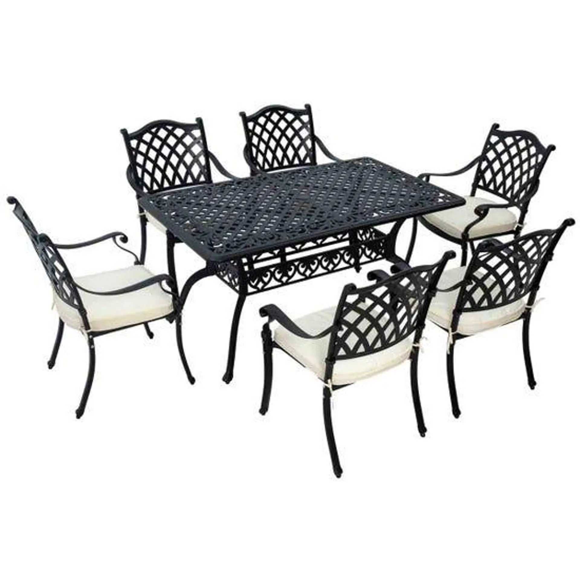 Outsunny 7pc Cast Aluminium Patio Dining Set - Black