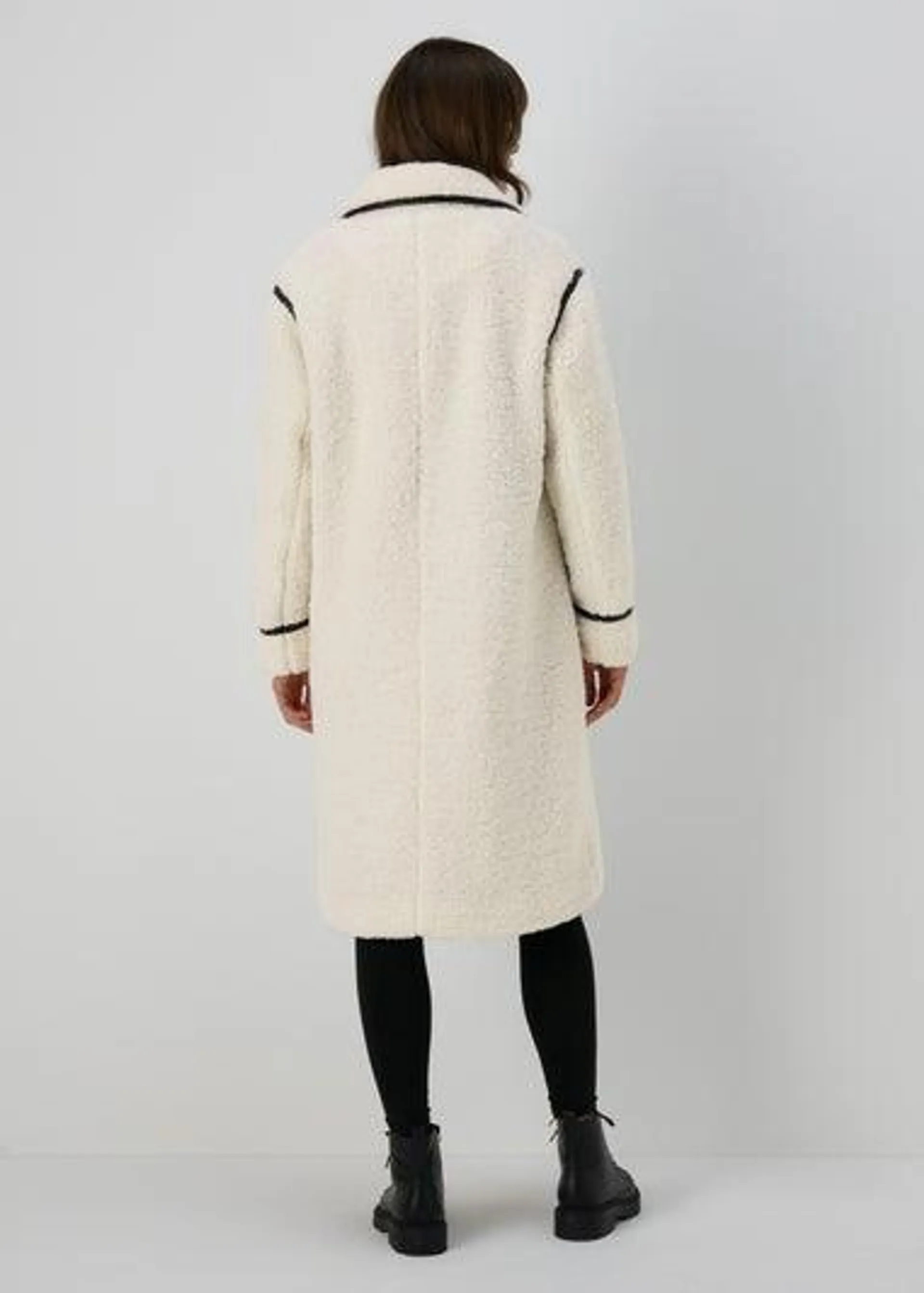 Cream Oversized Borg Tailored Coat