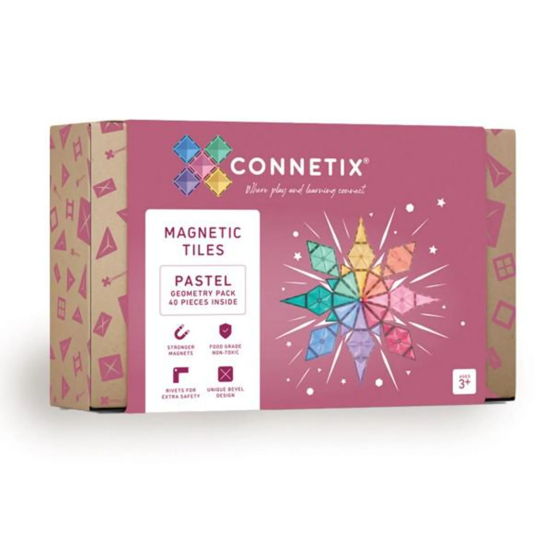 Connetix Magnetic Building 40 Piece Pastel Geometry Pack