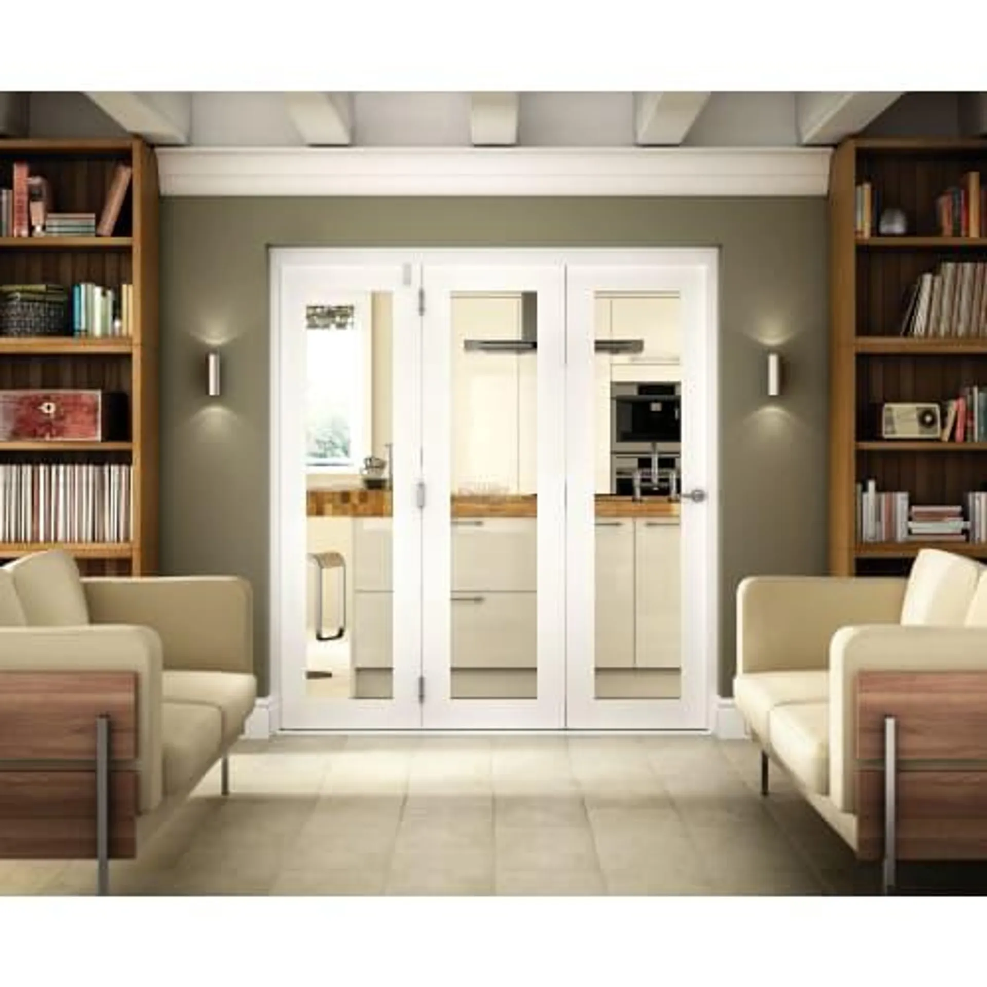 JCI Internal 1 Lite White Bi-Fold Door Set - 2090mm