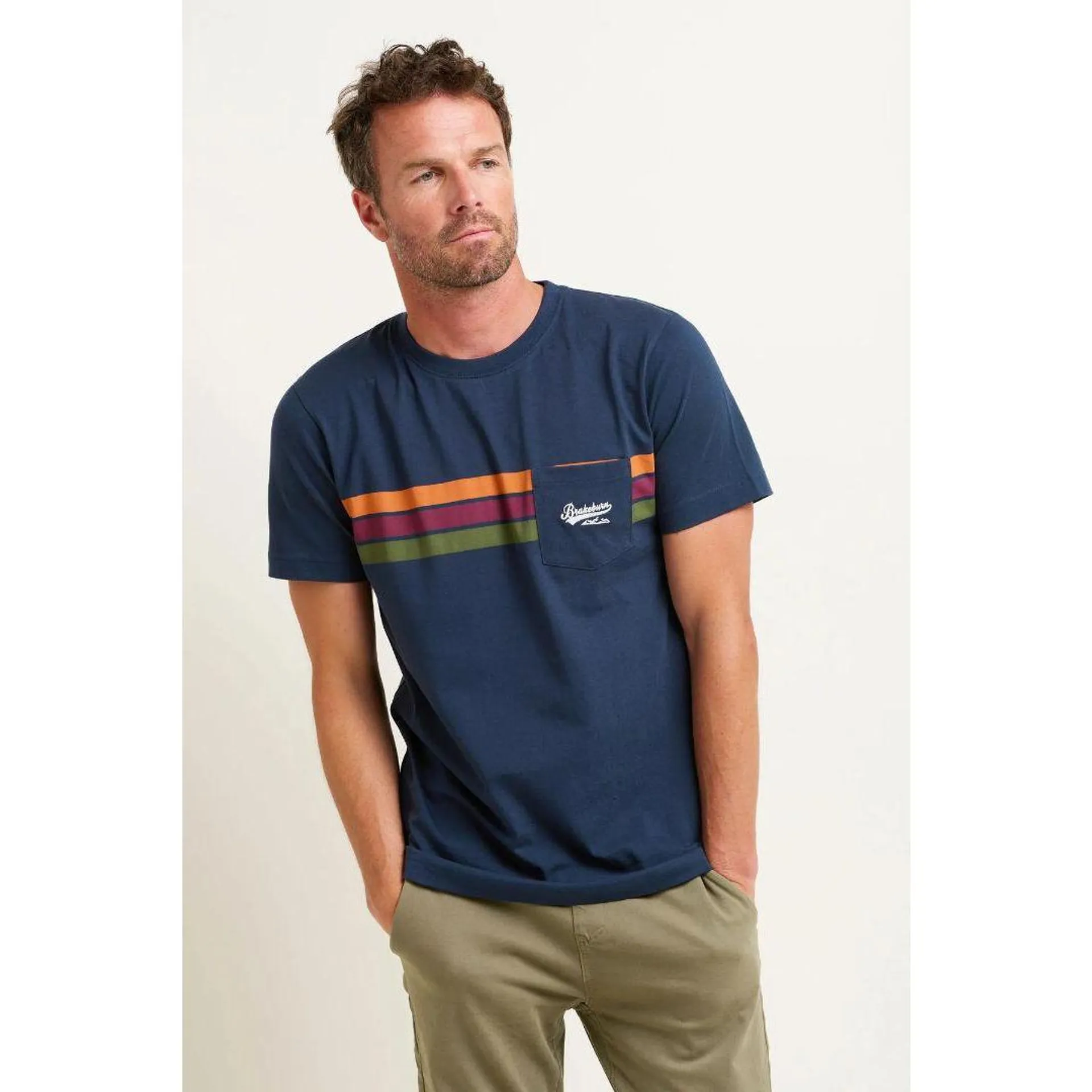 Brakeburn Chest Stripe Tee - Navy