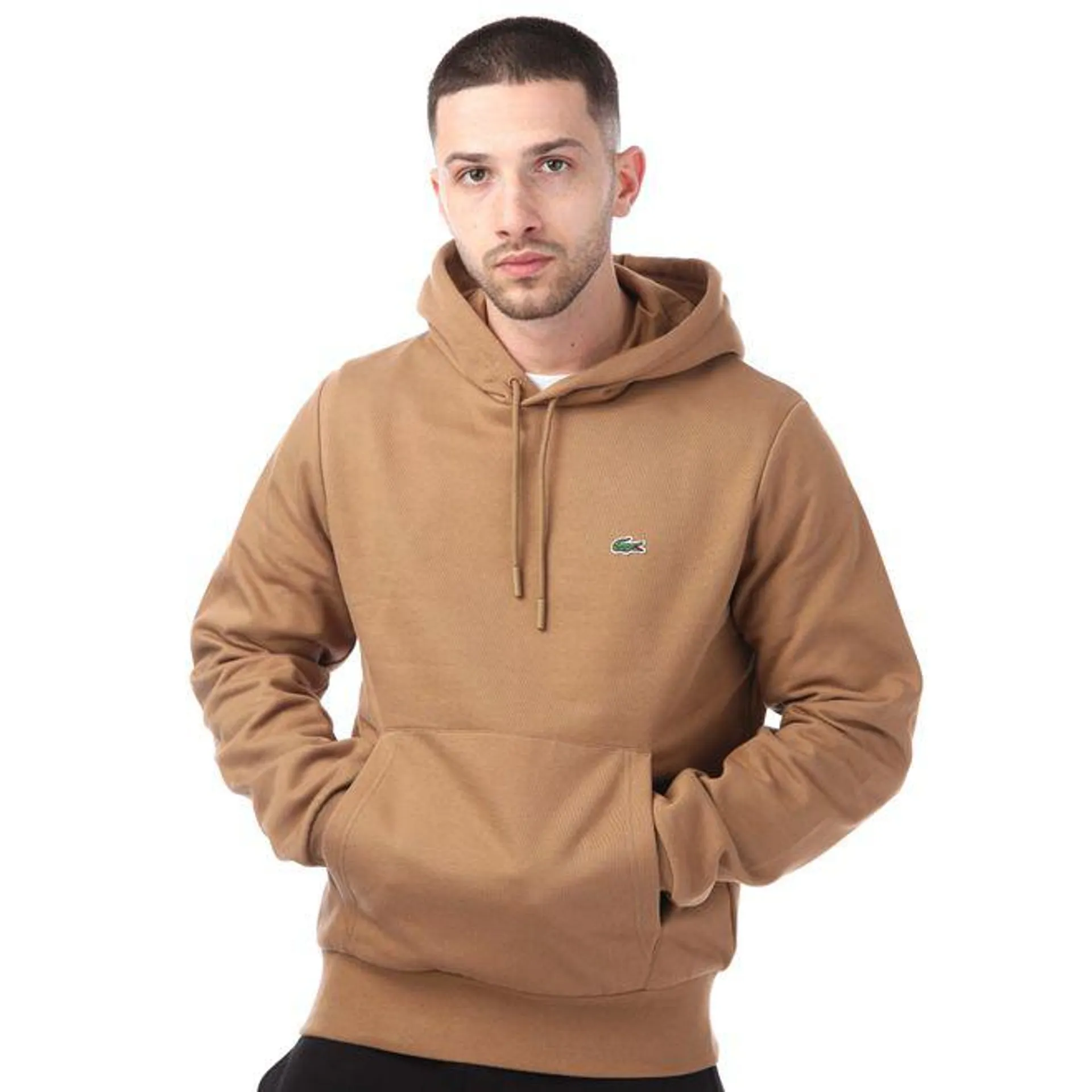 Lacoste Mens Organic Cotton hoody in Brown
