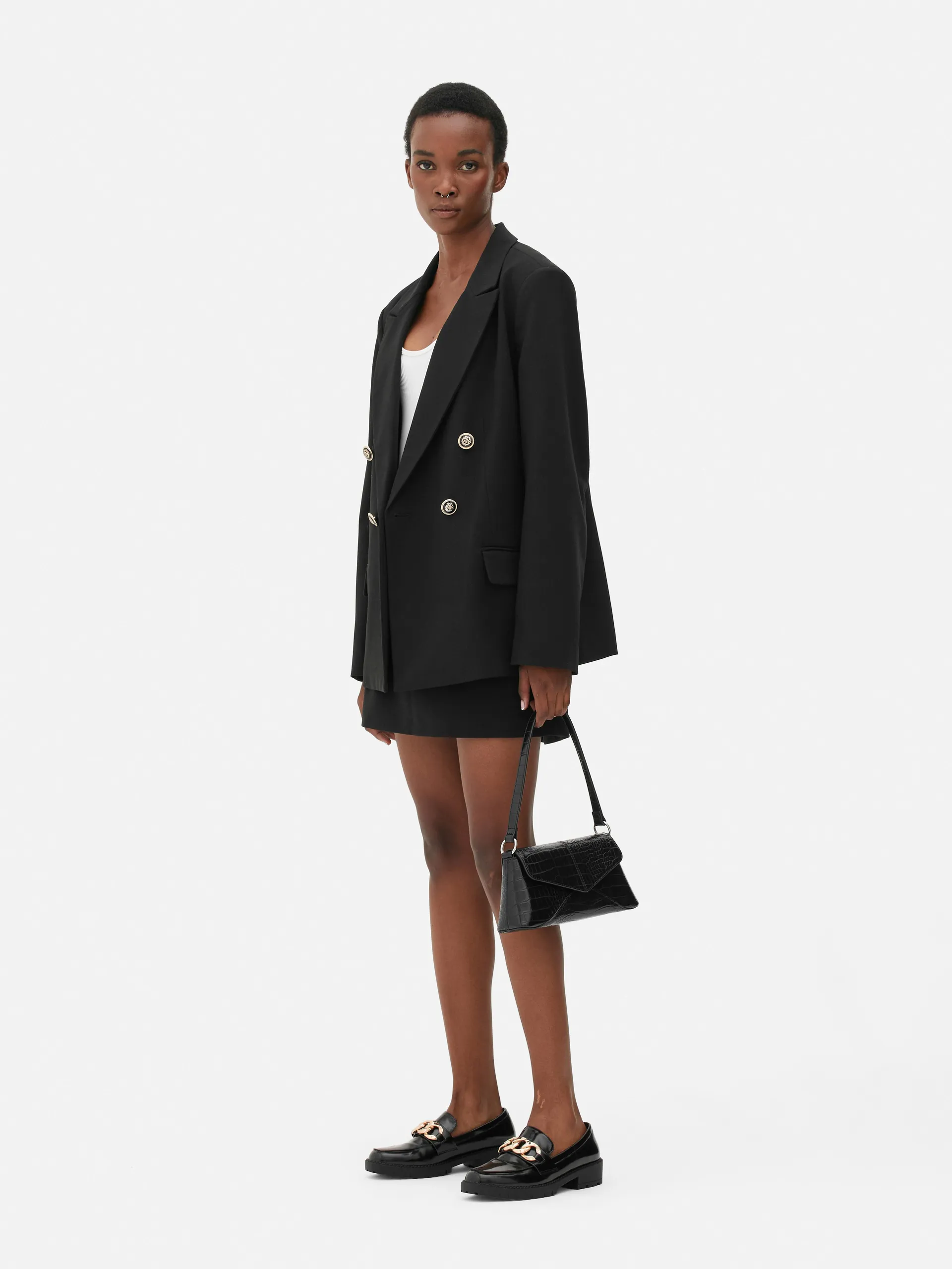 Zweireihiger Blazer aus Twill