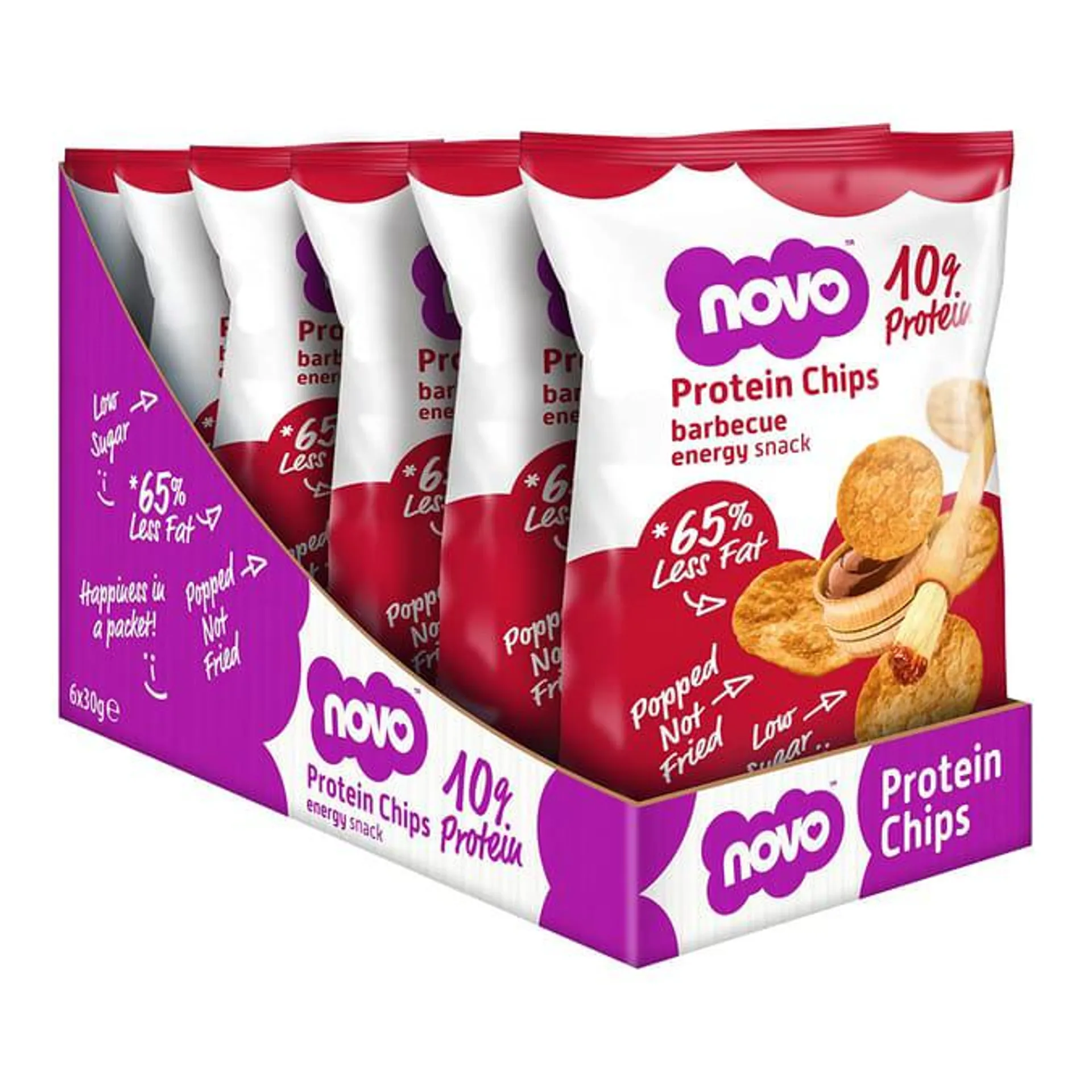 Novo Nutrition Protein Chips Energy Snacks 6 Pack - Barbecue