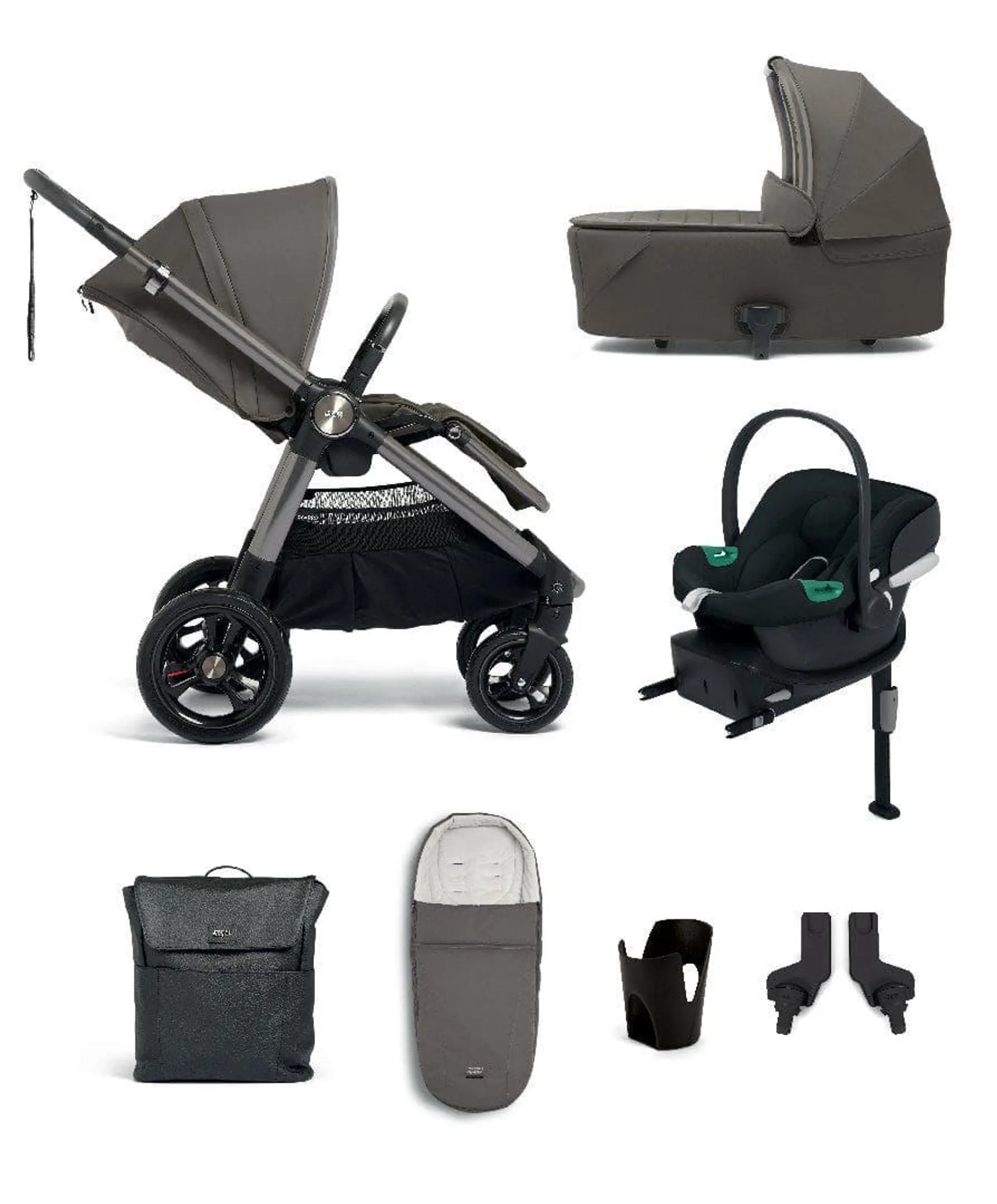 Ocarro Complete Pushchair Bundle with Cybex Aton B2 Car Seat (8 Pieces) - Phantom