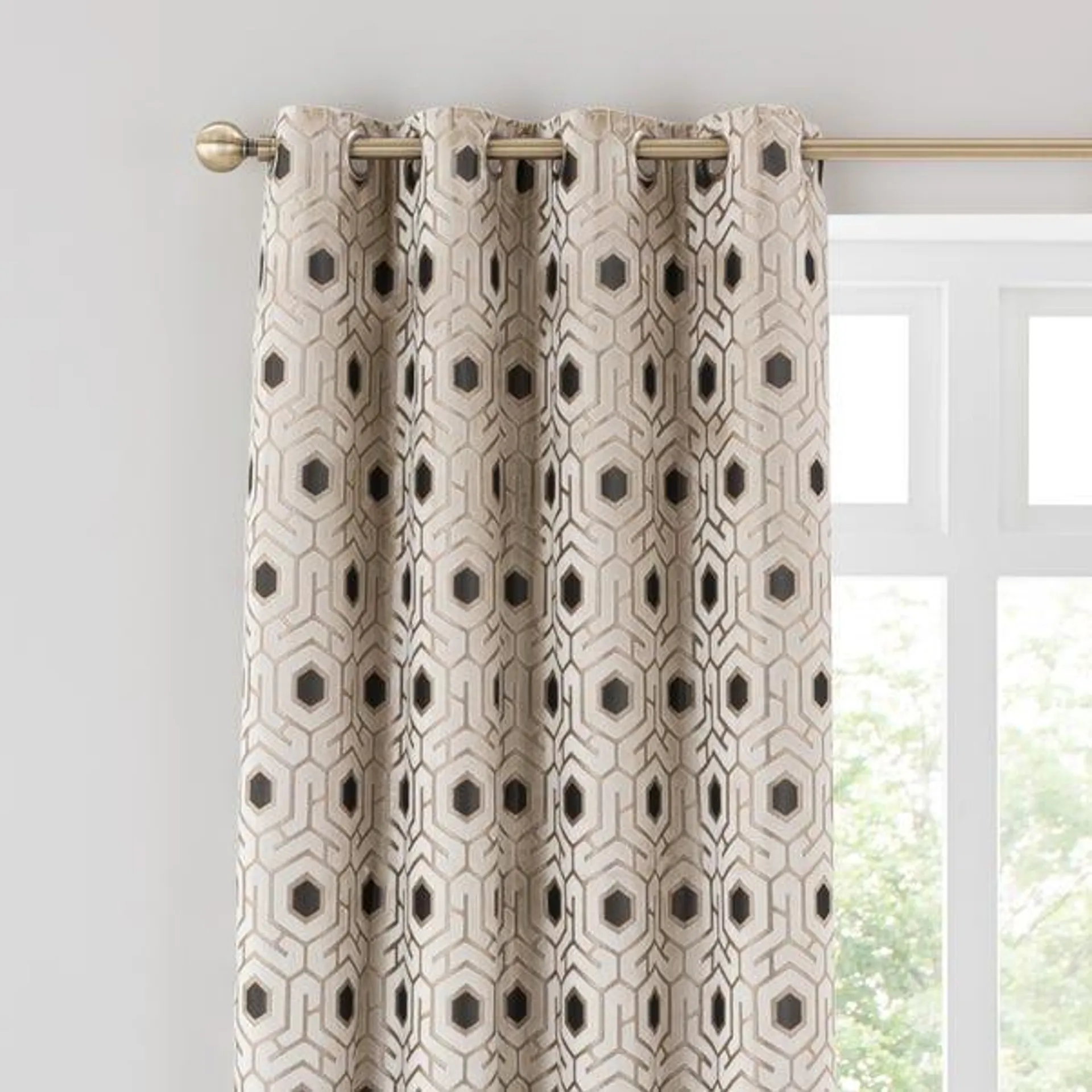 Geo Cut Velvet Eyelet Curtains