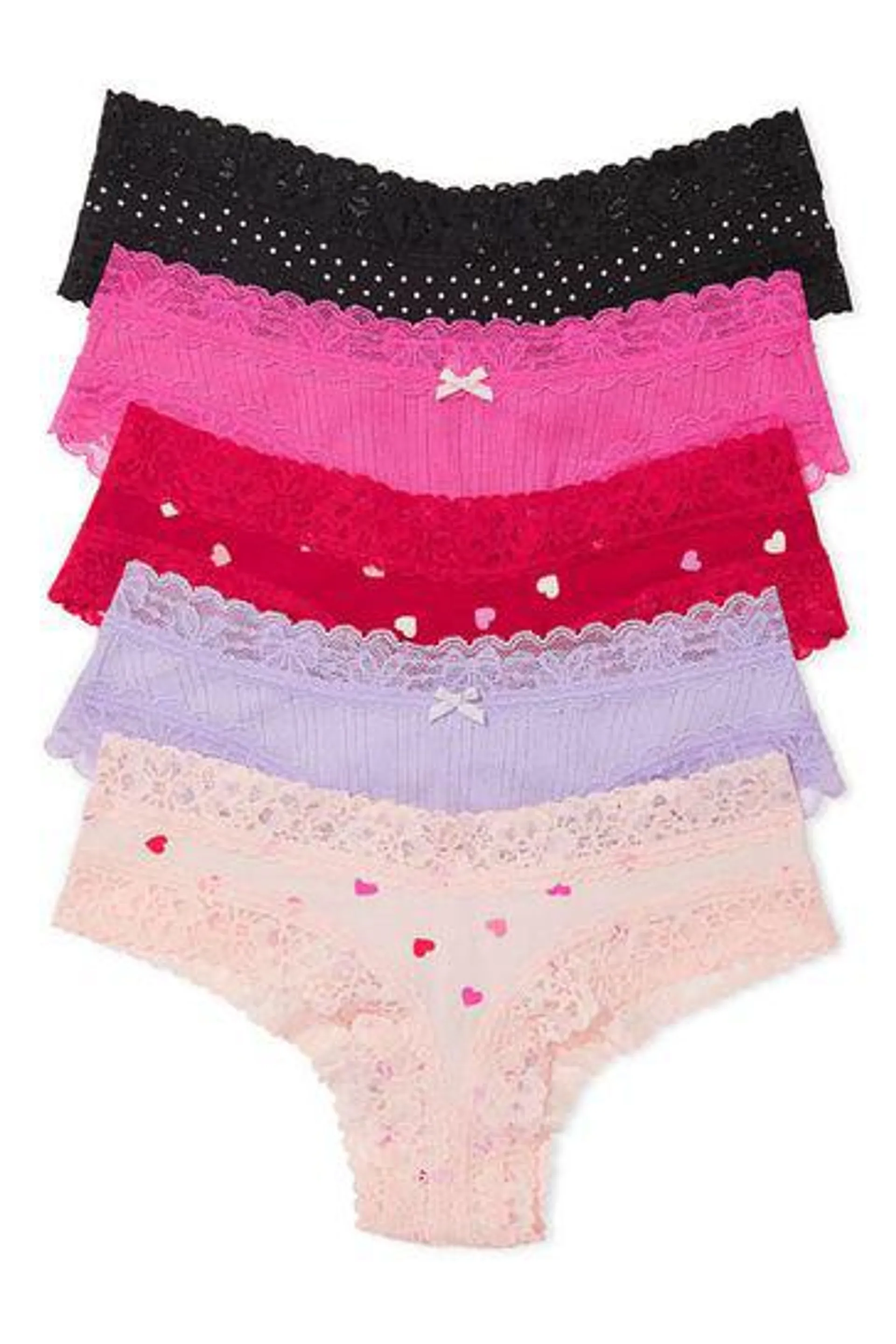 The Lacie 5 Pack Lace Waist Cotton Cheeky Knickers