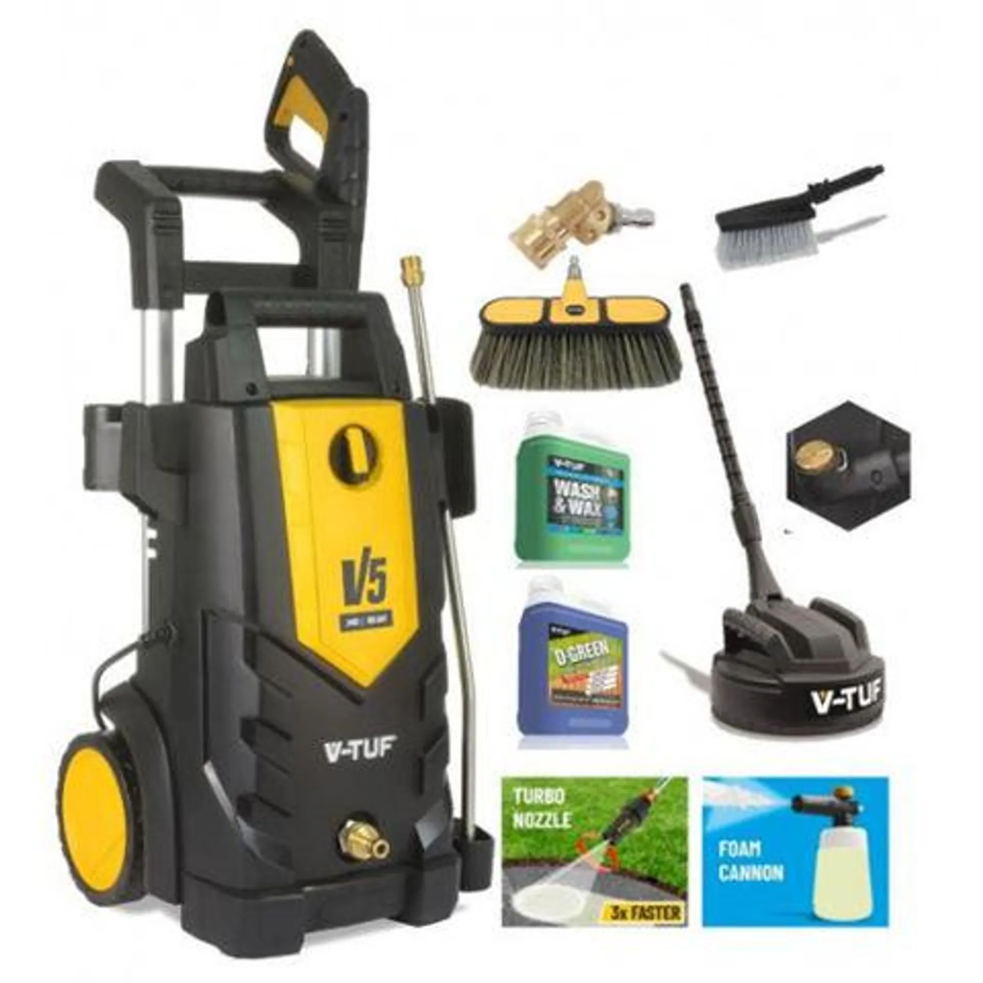 V-TUF V5 2400psi Electric High Power Pressure Jet Washer - Patio & Car Cleaner Pro Kit (230V)