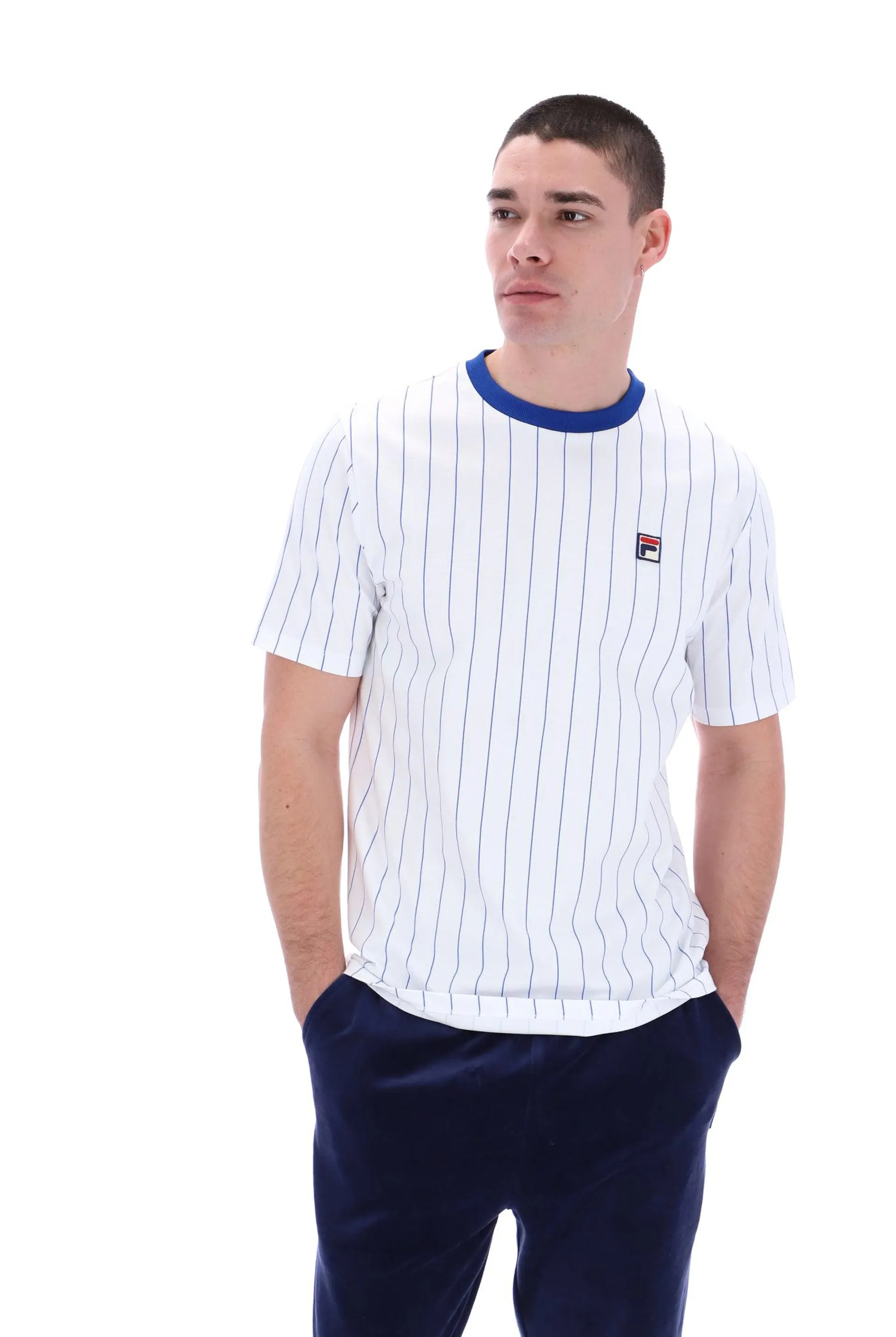 Fionn Pin Striped T-Shirt With Contrast Collar