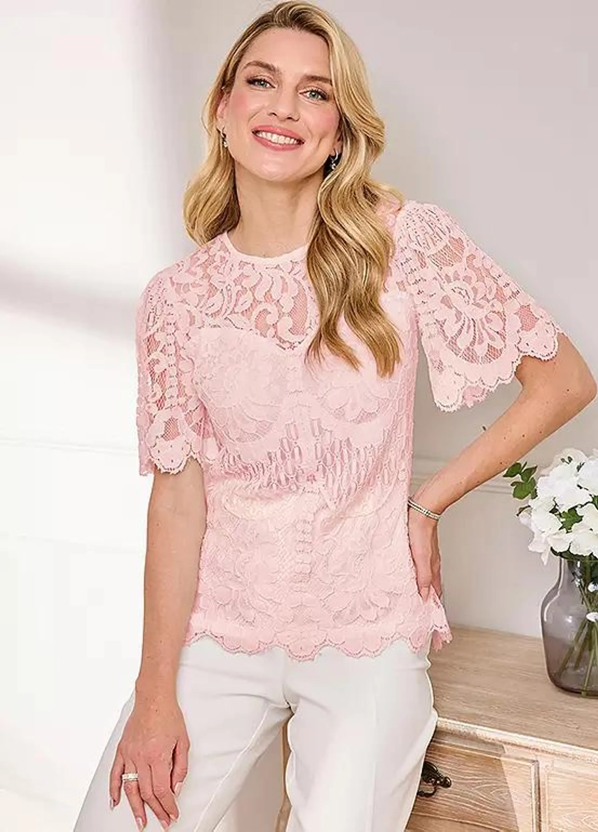 Kaleidoscope Blush Lace Top