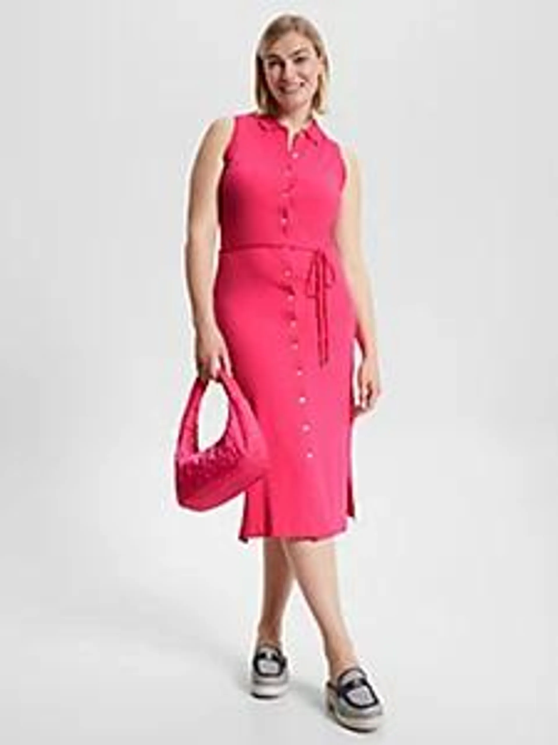 Sleeveless Slim Polo Midi Dress