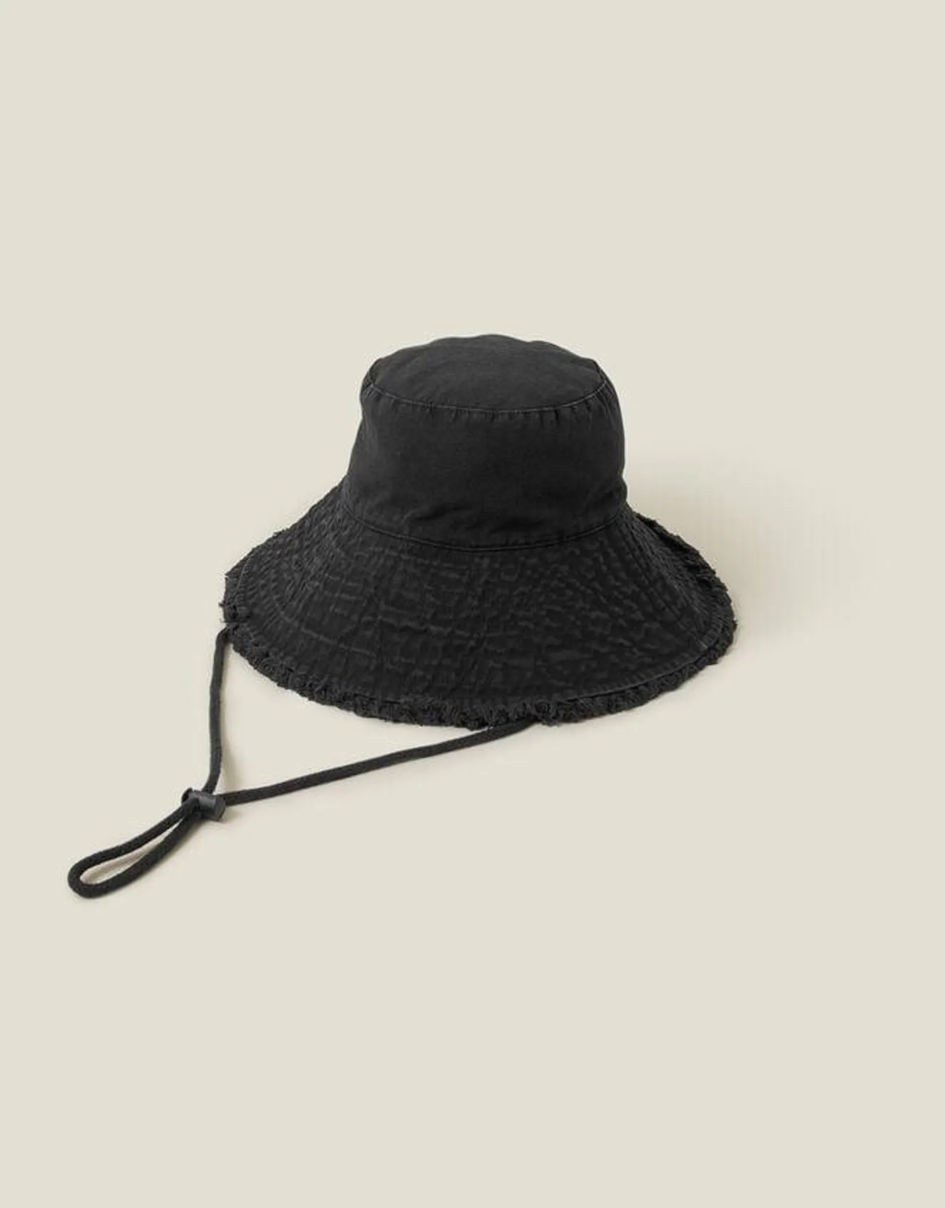Lace Trim Bucket Hat Black